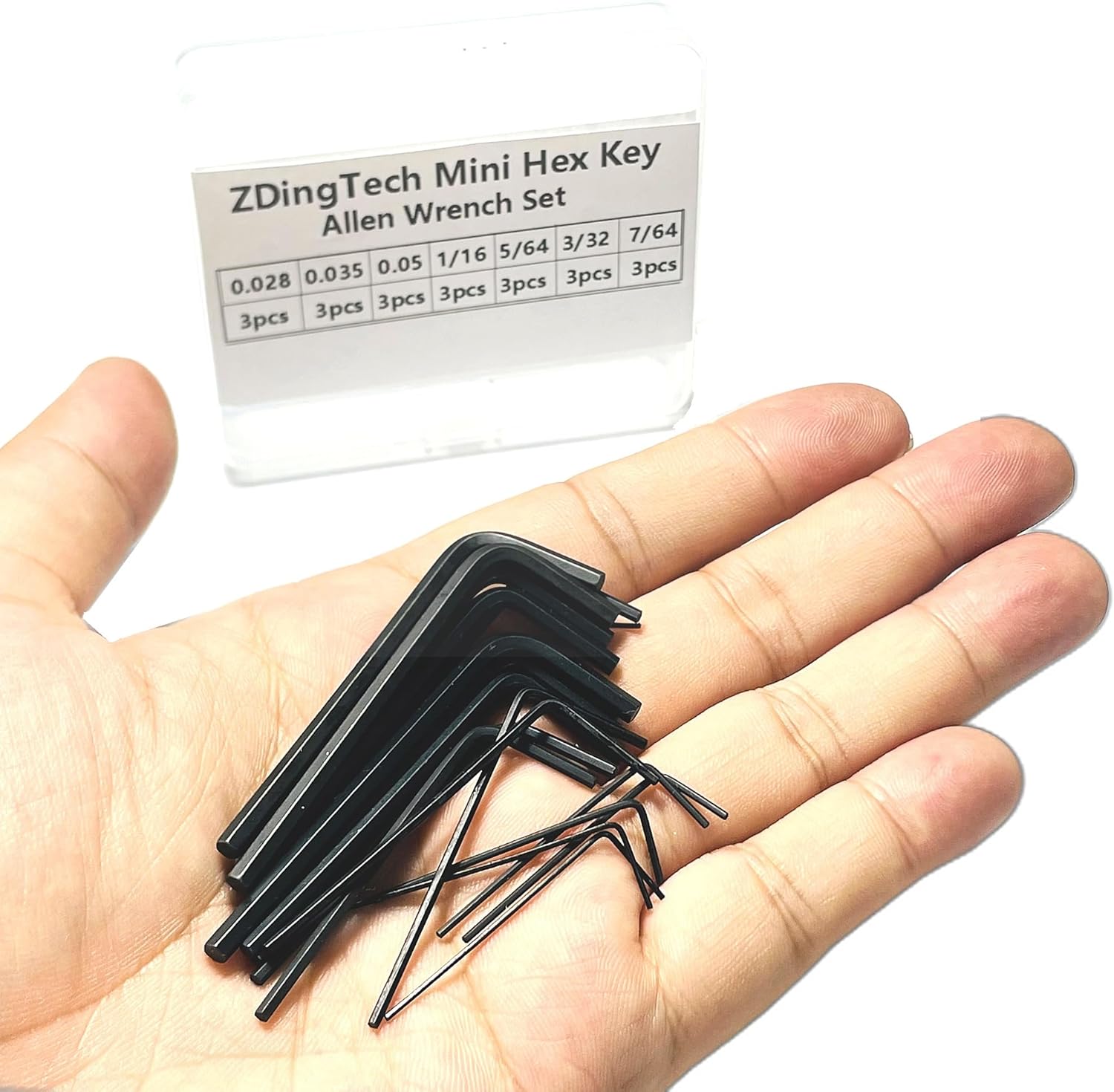 21pcs Mini Hex Key Set,Mini Hex Wrench sets Tool Kit,Imperial L Shape Micro Allen Wrench, 0.028, 0.035, 0.05, 1/16", 5/64", 3/32", 7/64", Each 3 Set.