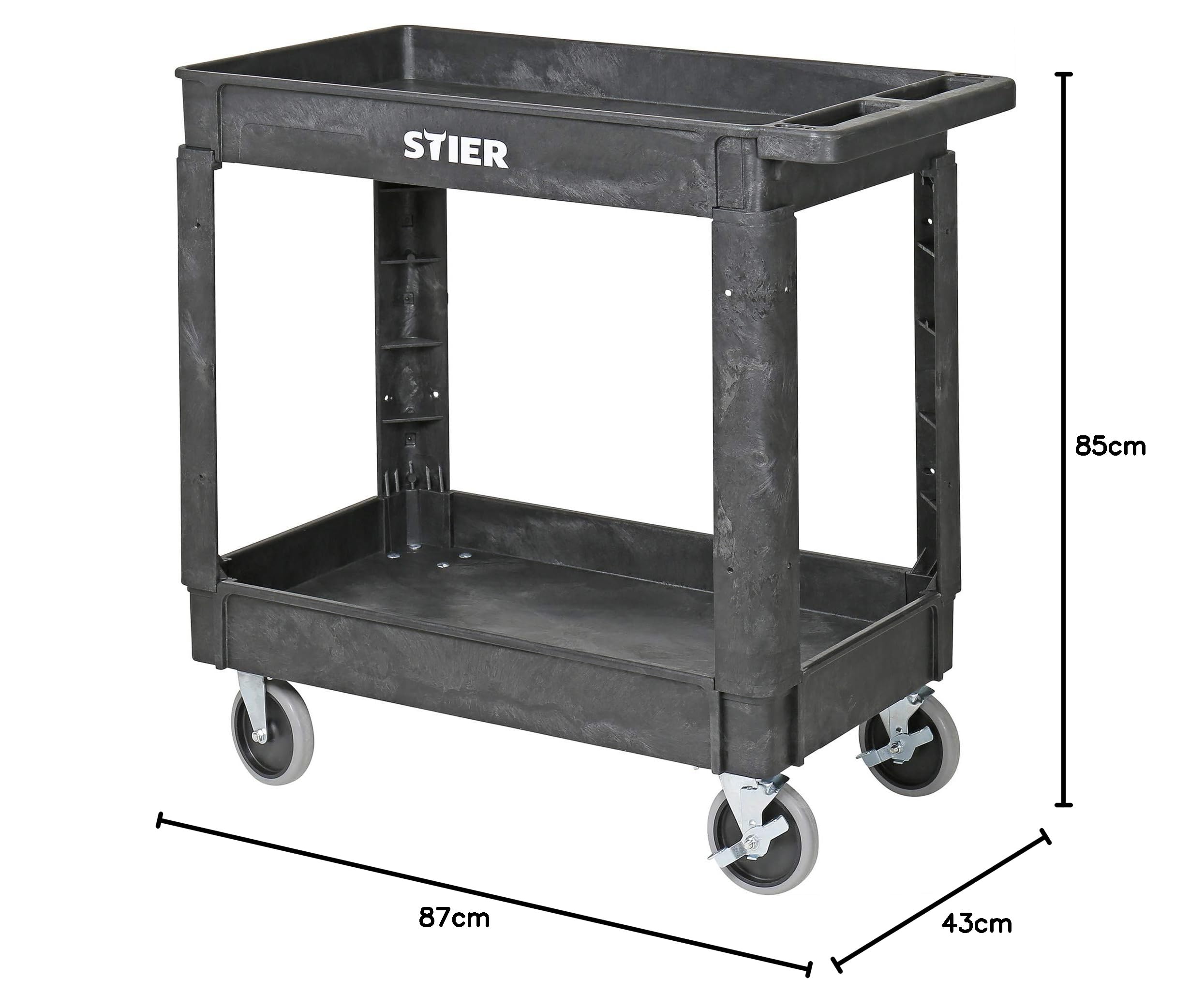 Chariot Polyvalent en Plastique STIER avec 2 Plateaux, 250 kg, LxlxH 870x430x850 mm