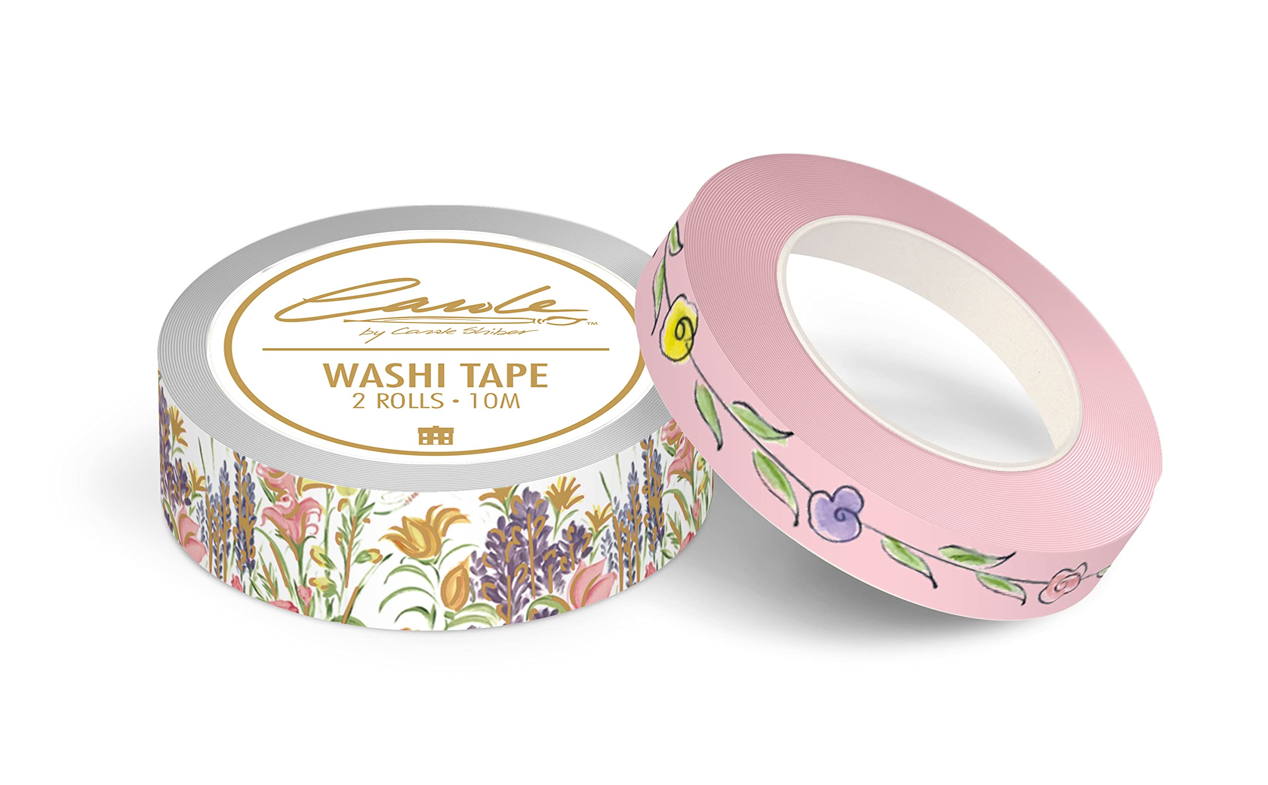PAPER HOUSE Productions Carole Shiber Wildflower Set of 2 Foil Accent Washi Tape Rolls for Scrapbooking and Crafts