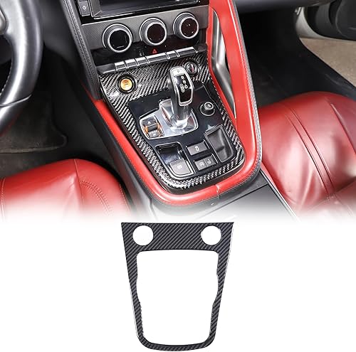Daeiclru Cubierta de fibra de carbono real para el panel de cambios del interior del automóvil compatible con Jaguar F-Type 2013-2022, accesorios