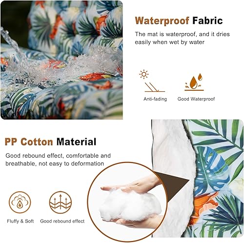 Miniatura 19 de Cojín de repuesto para columpio de 2-3 asientos, cojines de banco para exteriores con respaldo grueso de 4 pulgadas, muebles de patio, jardín, Flor