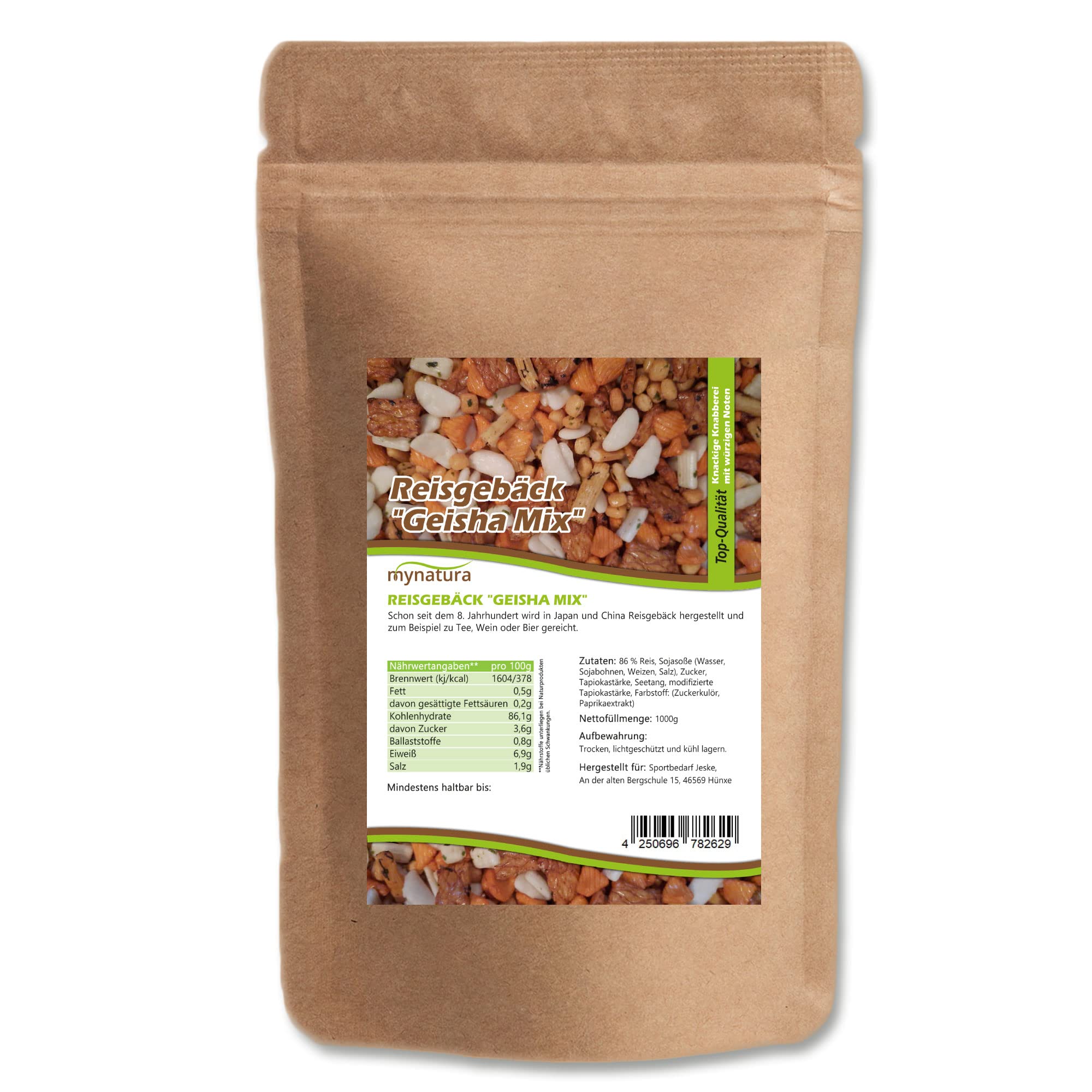 Mynatura Reisgebäck, “Geisha Mix“ I Reis I würzig I Mit Seetang I Algen I Snack I Vegan I Beutel (3x 1000g)