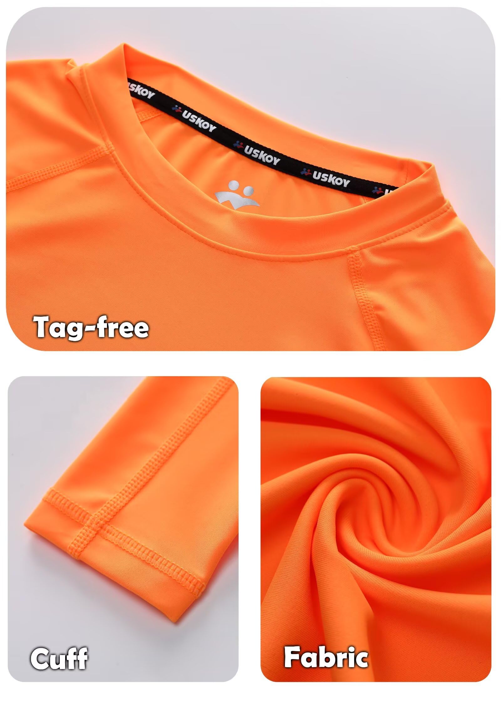 Camisetas de natación para Hombre, con protección Solar UPF 50+, de Manga Larga, Ligeras, de Nailon de Secado rápido, Naranja, Small