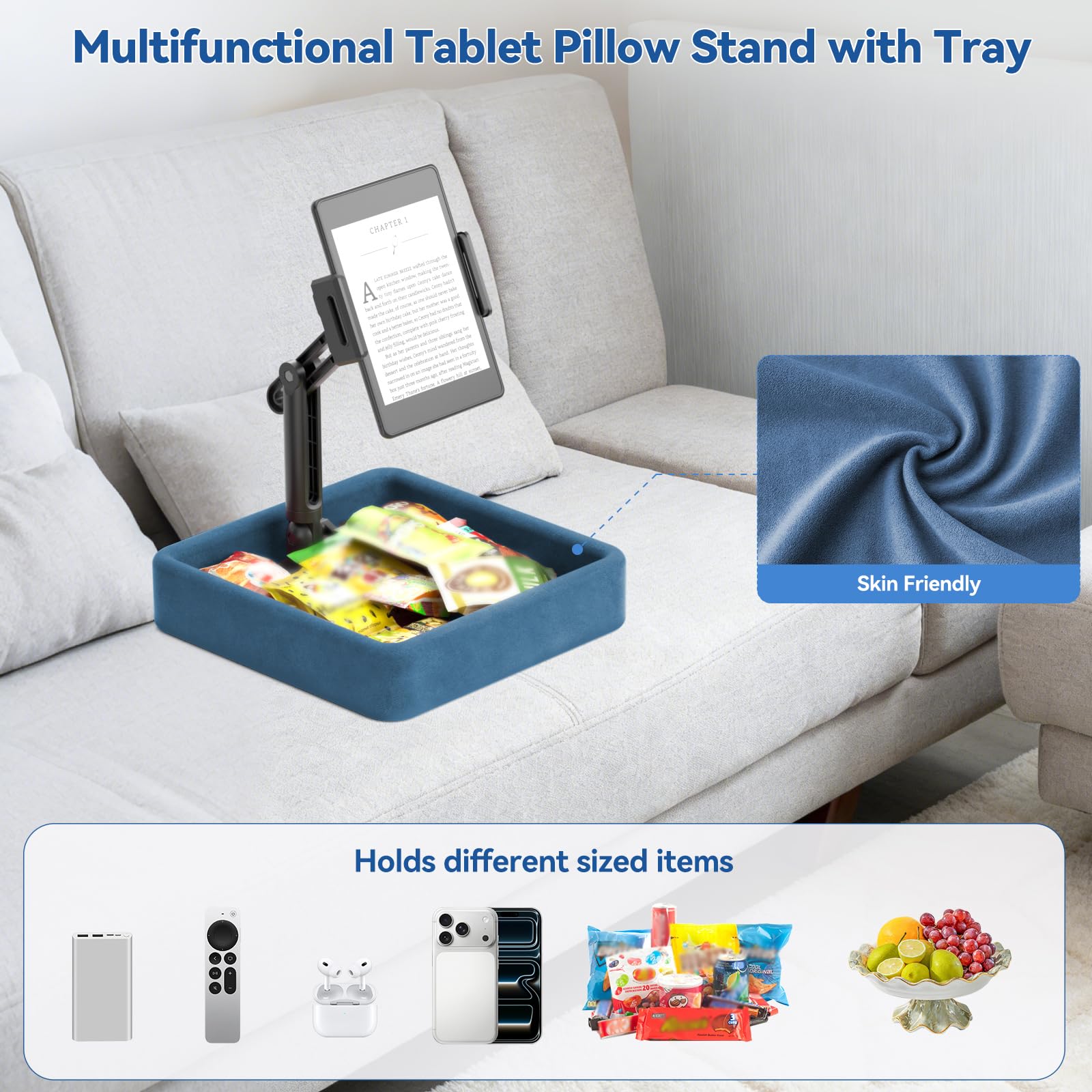 KDD Coussin Support Tablette Réglable pour Genoux, Lit, Bureau, Bleu
