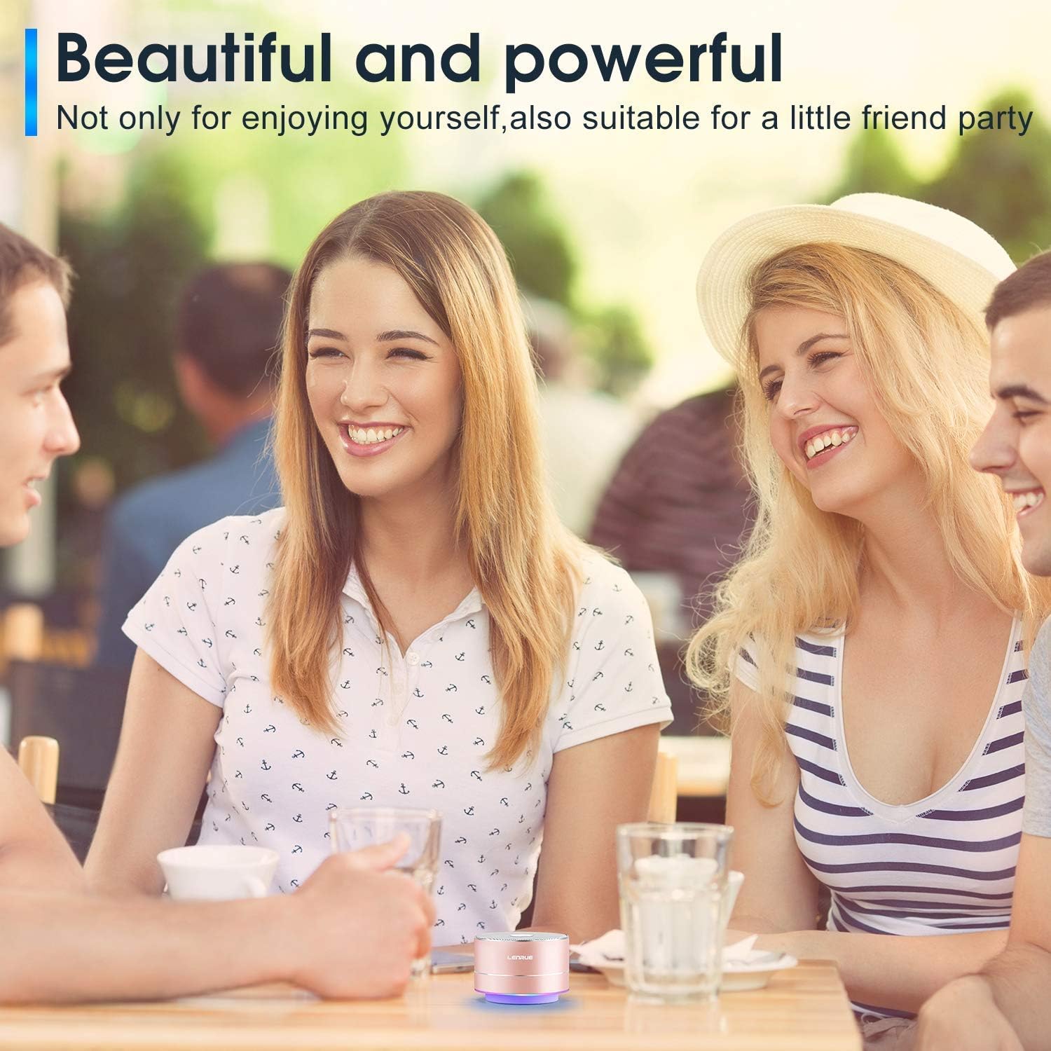 A2 LENRUE Portable Wireless Bluetooth Speaker with Built-in-Mic,Handsfree Call,AUX Line,TF Card,HD Sound and Bass for iPhone Ipad Android Smartphone and More(Rose Gold) : Electronics