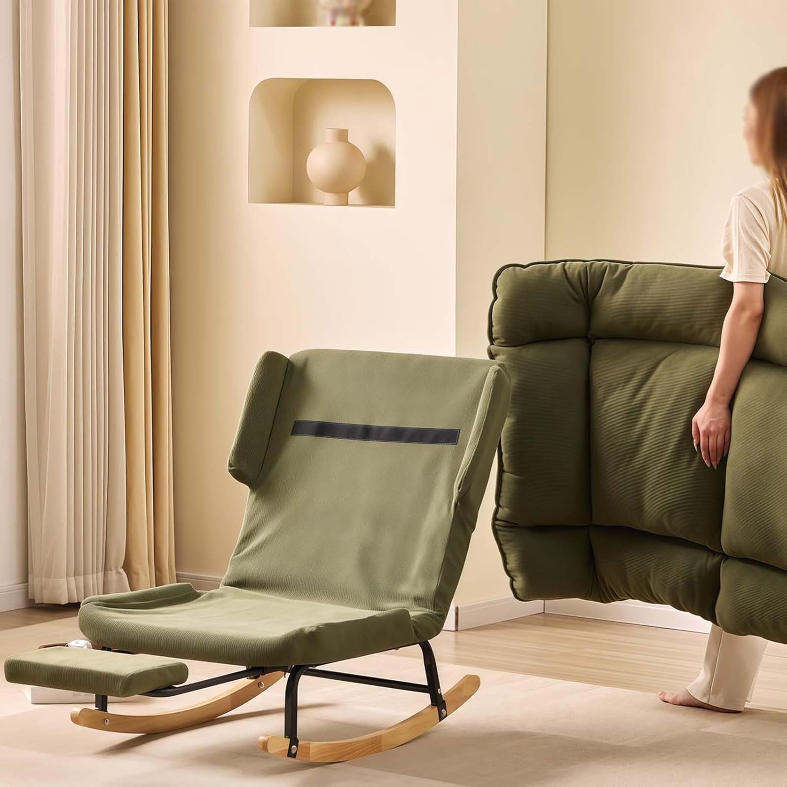 Comoda sedia a dondolo con schienale regolabile, traspirante, Zero Gravity, per esterni, giardini, salotti, camere da letto e balconi