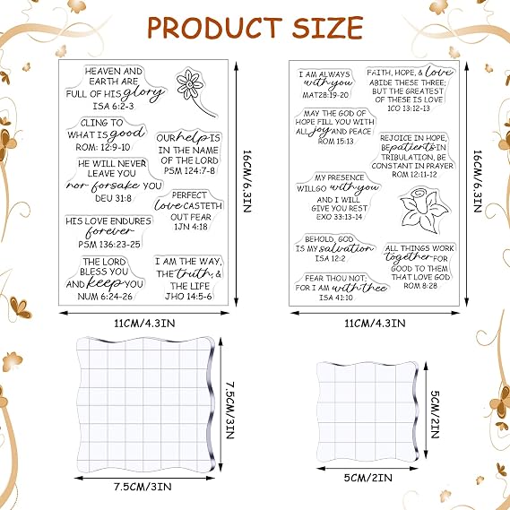 6 Pcs Christian Bible Verse Clear Rubber Stamps for Card Making 4 Sheets Christian Bible Verse Clear Rubber Stamp and 2 Pcs Acrylic Blocks for DIY Scrapbooking Journaling Card Making