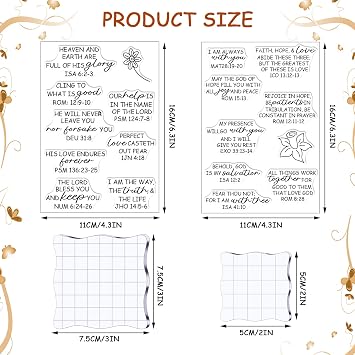6 Pcs Christian Bible Verse Clear Rubber Stamps for Card Making 4 Sheets Christian Bible Verse Clear Rubber Stamp and 2 Pcs Acrylic Blocks for DIY Scrapbooking Journaling Card Making