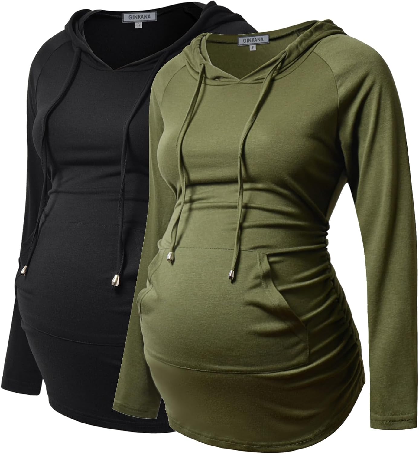 GINKANA Maternity Hoodie Long Sleeves Shirts Casual Maternity Top Pregnancy Sweatshirt Casual Clothes