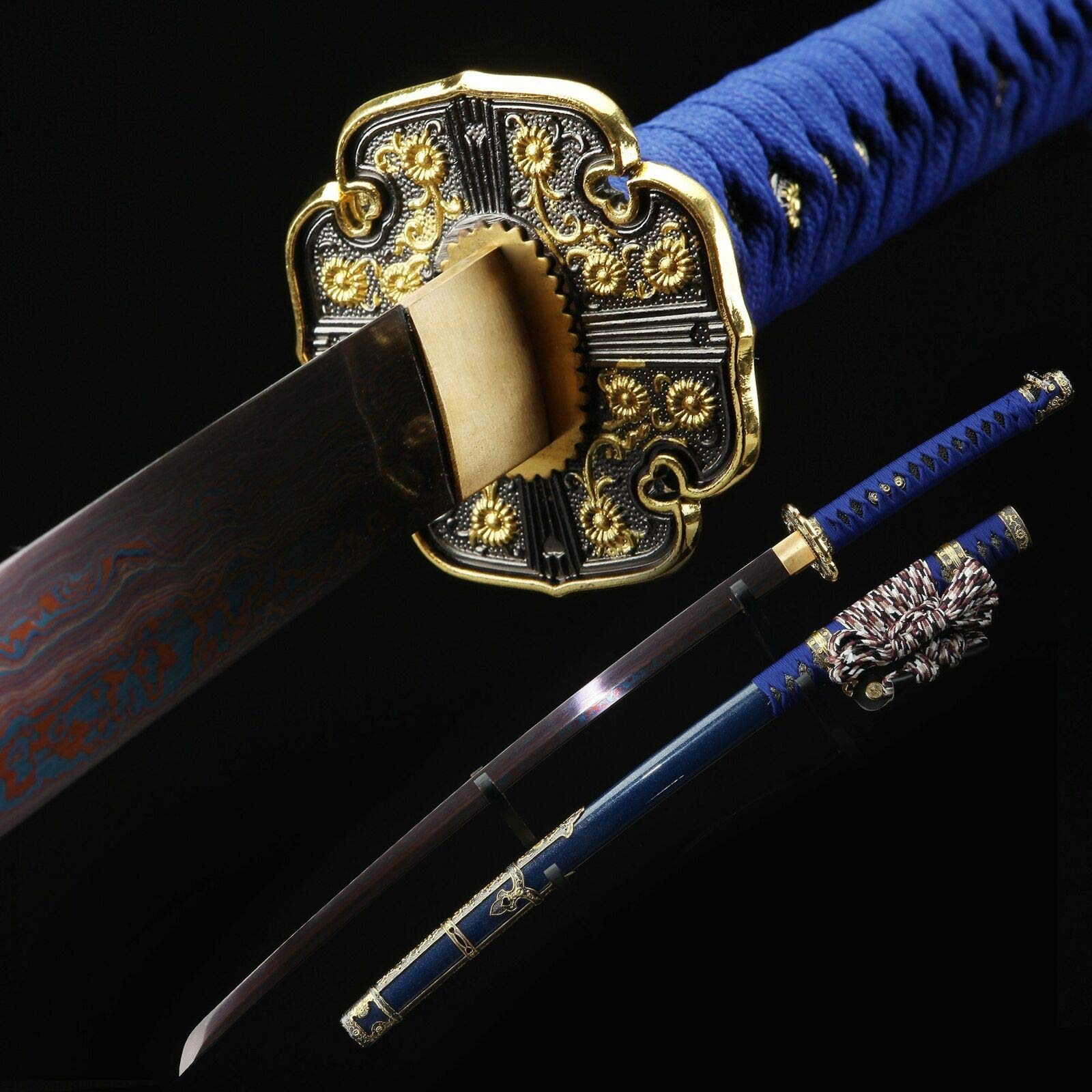 Amazon.com : Zhmyyxgs Sword Fully Handmade Blue Plated Blade Real