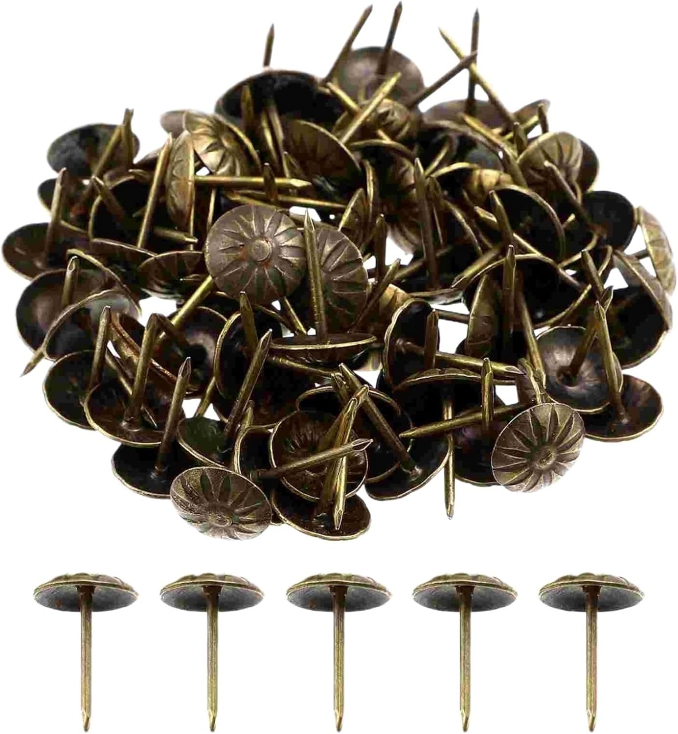 Versatile 600Pcs Decorative Nails Upholstery Tacks Furniture Thumbtacks Pushpins Iron Material Vintage Finish Round