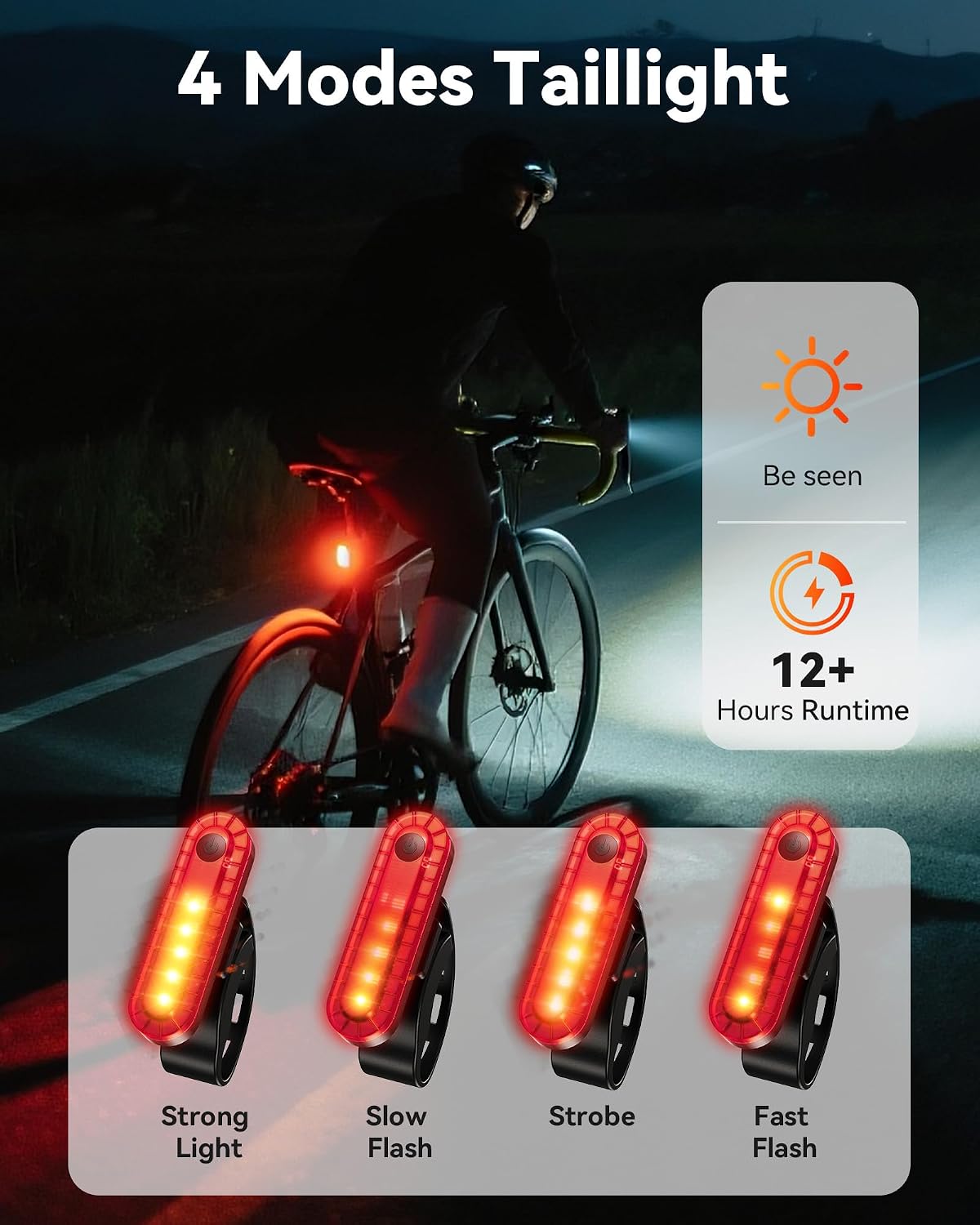 LED Bike Lights for Night Riding, USB Rechargeable Bicycle Headlight, 2025 New Aluminum Alloy Waterproof Bicycle Lights, 6+4 Modes for Adult Kids Road Cycling (Black)