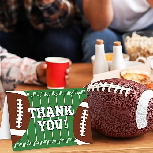 Miniatura 6 de AnyDesign - Paquete de 32 tarjetas de agradecimiento de fútbol con sobres, 4 tarjetas de notas de rugby en blanco, tarjetas de agradecimiento para