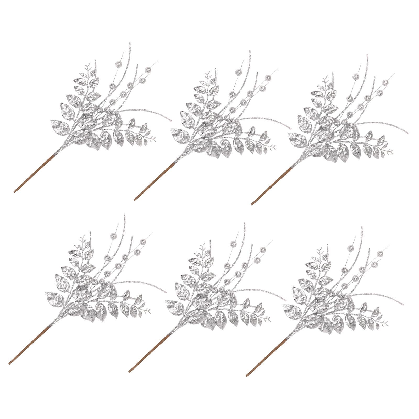 Elnwnnkc Silver 6Pcs Realistic Berries Elegant Gold Dusts Artificial Leaves And Berries For Homes And Party Embellishments Glittering Decorative Foliage