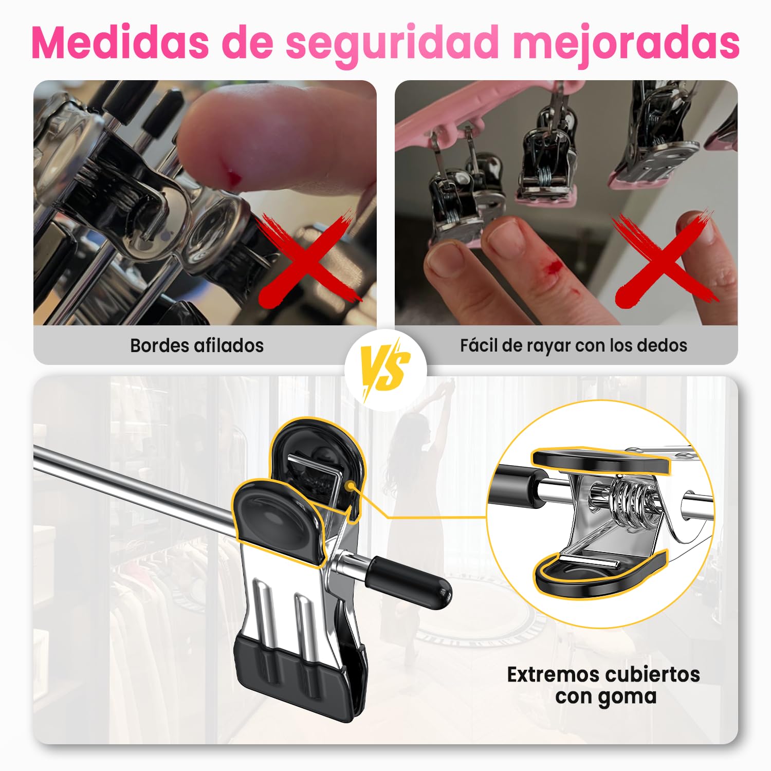 DAMITA Perchas con Pinzas para Faldas y Pantalones Percha Vertical 6 Niveles con Gancho 360° Ahorro de Espacio Diseño Seguro para los Dedos – Dormitorio, Piso o Residencia 1 Unidad