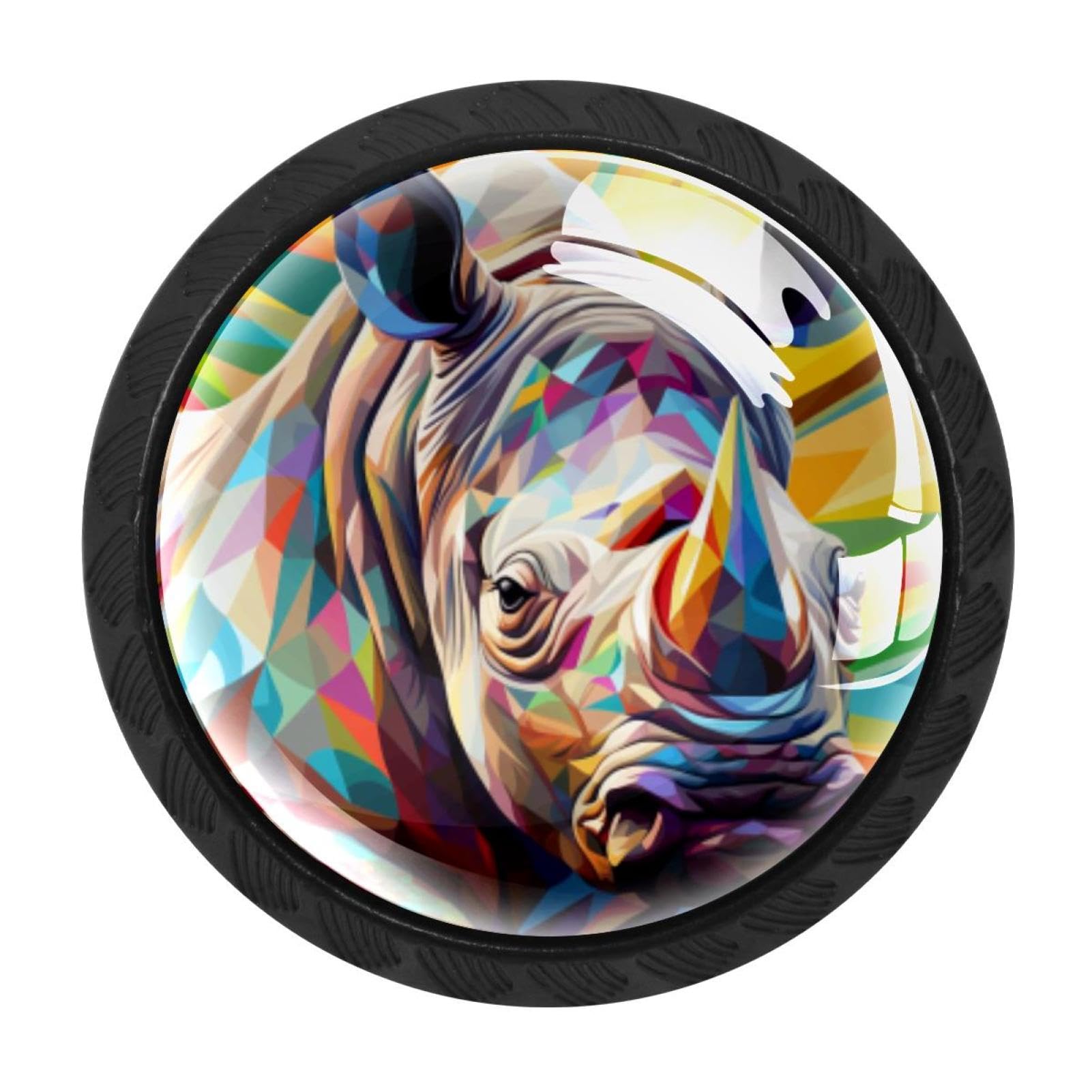 CHENZZZZ 4 pcs Rhinoceros Cabinet Knobs Crystal Drawer Pulls for Kitchen, Bathroom Cabinet, Dresser and Cupboard