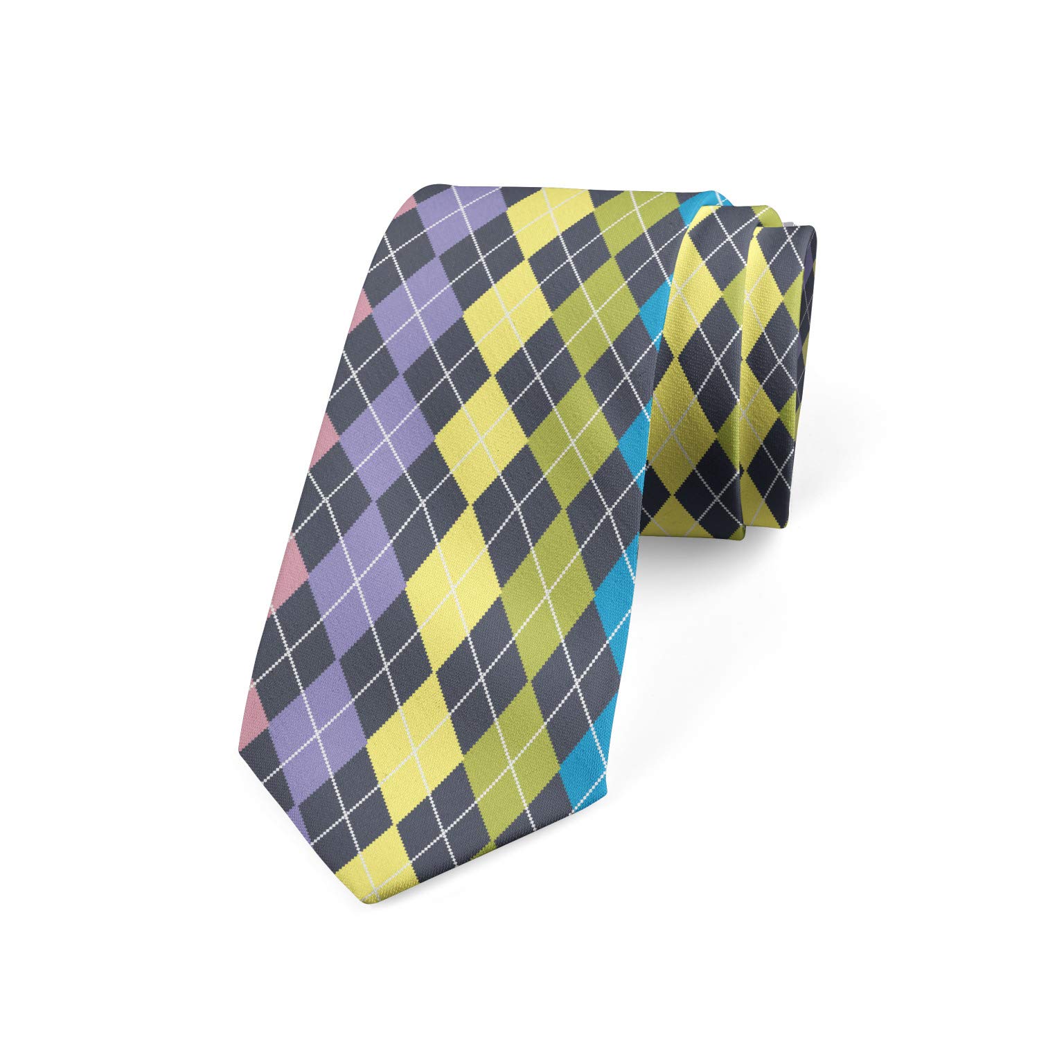 Wpamlrta Men's As Pic Necktie Hipster Retro Fashion Argyle Dress Tie 3.7" Multicolor