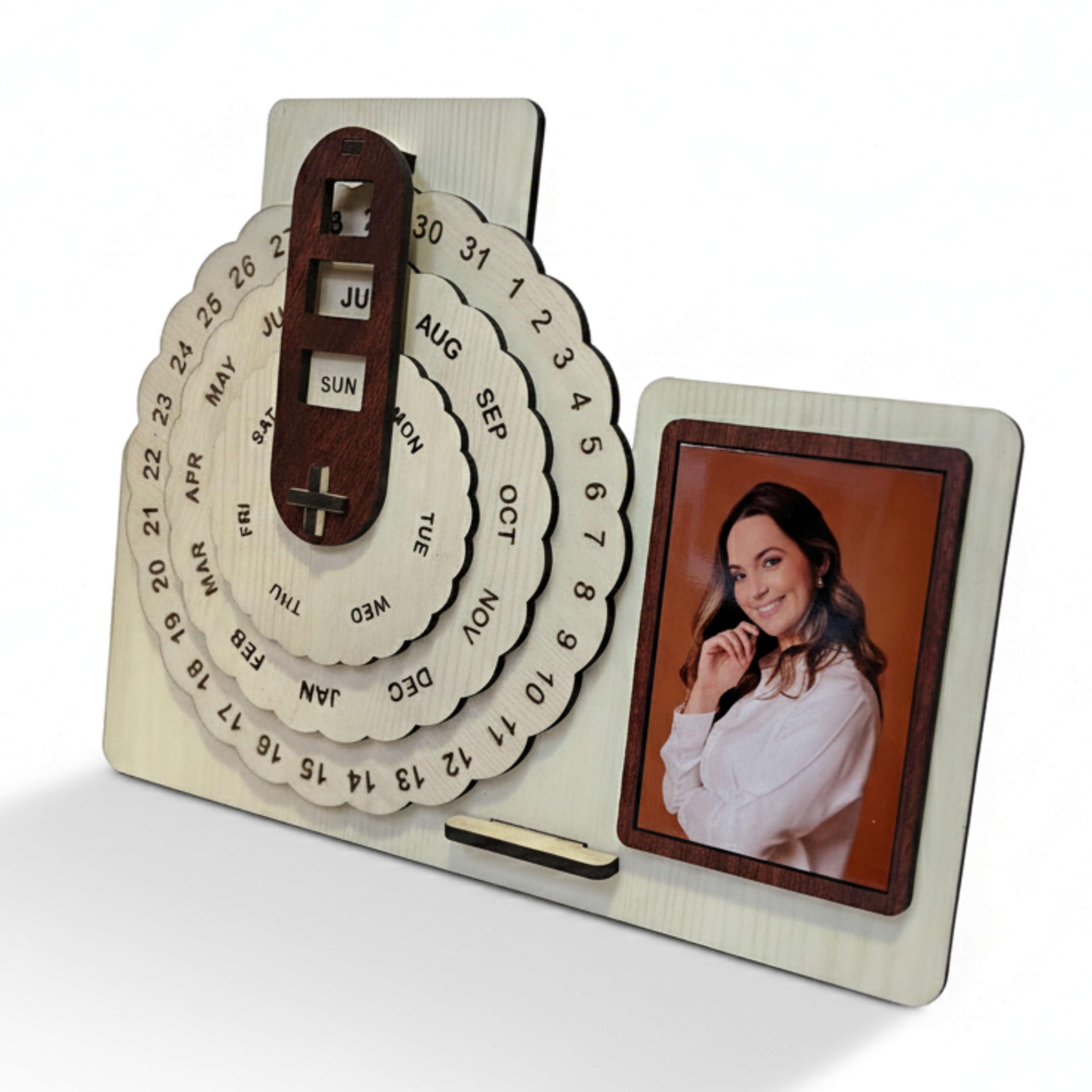 P Arts Wooden Desk Calendar with Photo Frame | Perpetual Wooden Calendar for Office Desk, Study Table & Home Decor | Planner Board for Daily Date Display | Best Gift for Women, Men & Corporate Gifting-image-44