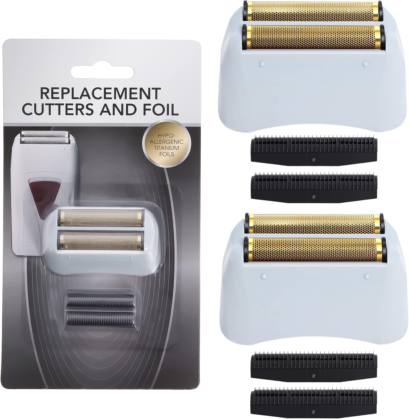 2 Pack Pro Shaver Replacement Foil and Cutters Compatible with Andis 17150(TS-1)/17155/17200 Shaver for ProFoil & Lithium Shaver, Golden