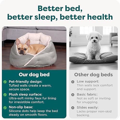 Miniatura 6 de Furhaven cama para mascotas, para gatos y perros pequeños, cama relajante y envolvente con pelo de visón afelpado y aterciopelado, lavable, gris Hug