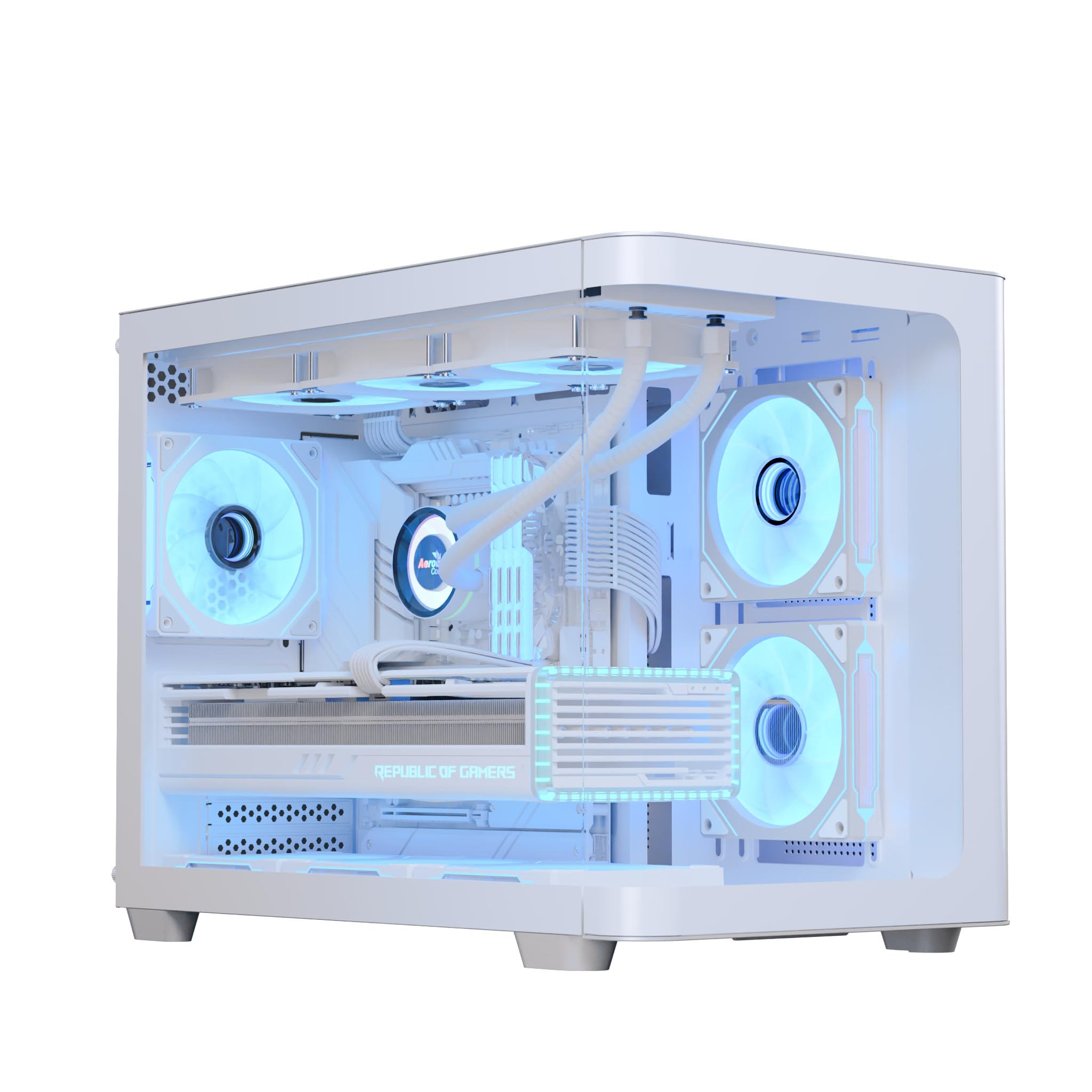 AeroCool P300C Mid-Tower Dual Chamber PC Case 3 Pre-Installed Fans High-Airflow Panoramic Tempered Glass RGB Lighting 360mm Radiator Support Customizable Cooling System Cable Management Gaming Builds
