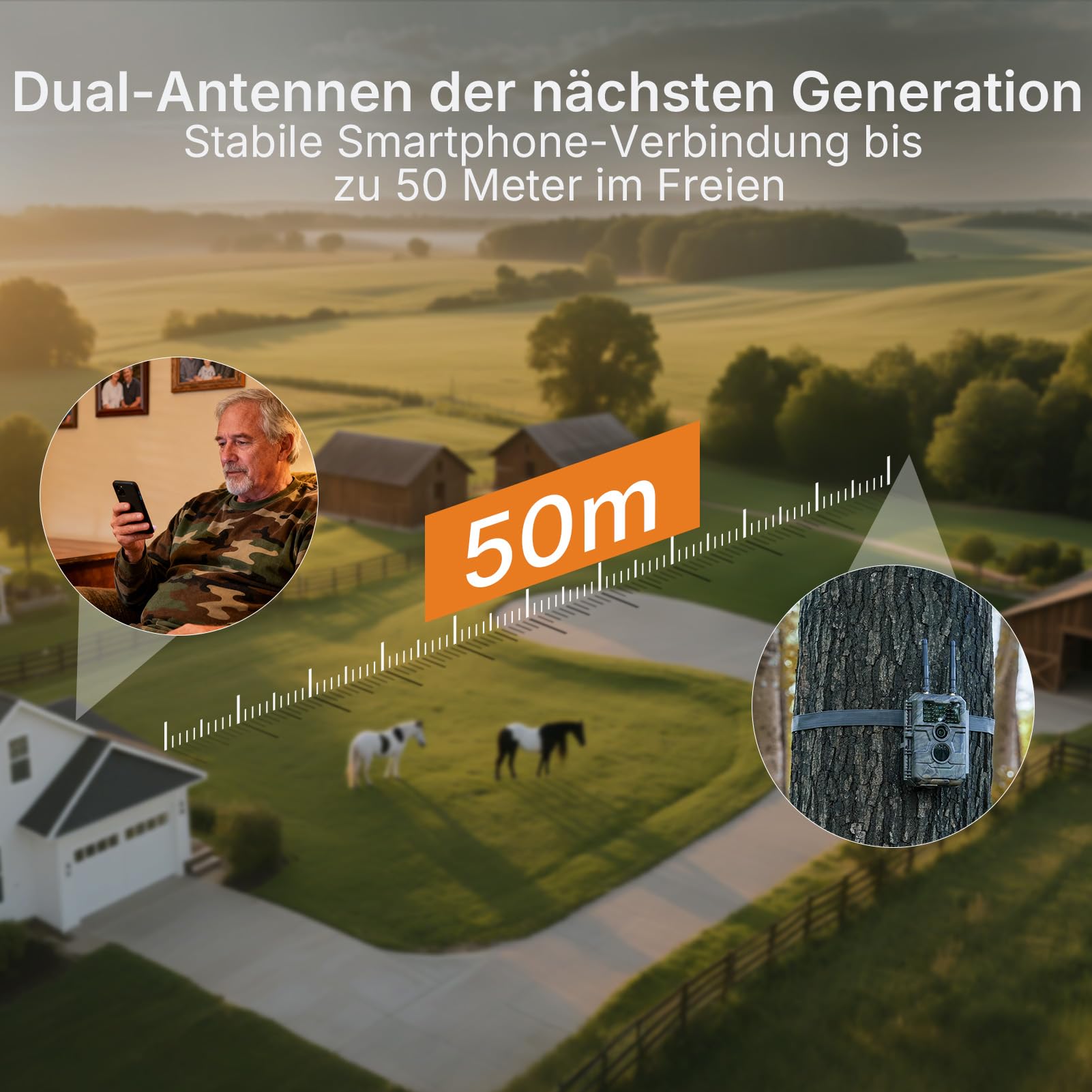 GardePro E6 2.0 Pro 4K Wildkamera WLAN mit 7800mAh Akku und 64GB SD Karte, 64MP Wildkamera mit Handyübertragung App, Wildtierkamera mit Bewegungsmelder Nachtsicht, 0,2s Schnelle Trigger, IP66