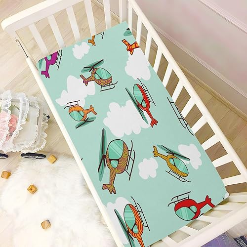 Miniatura 6 de Helicopters Cloud - Sábanas de moisés para niños y niñas, sábanas para cunas de bebé, sábanas de juegos para niños, sábana elástica para bebés,