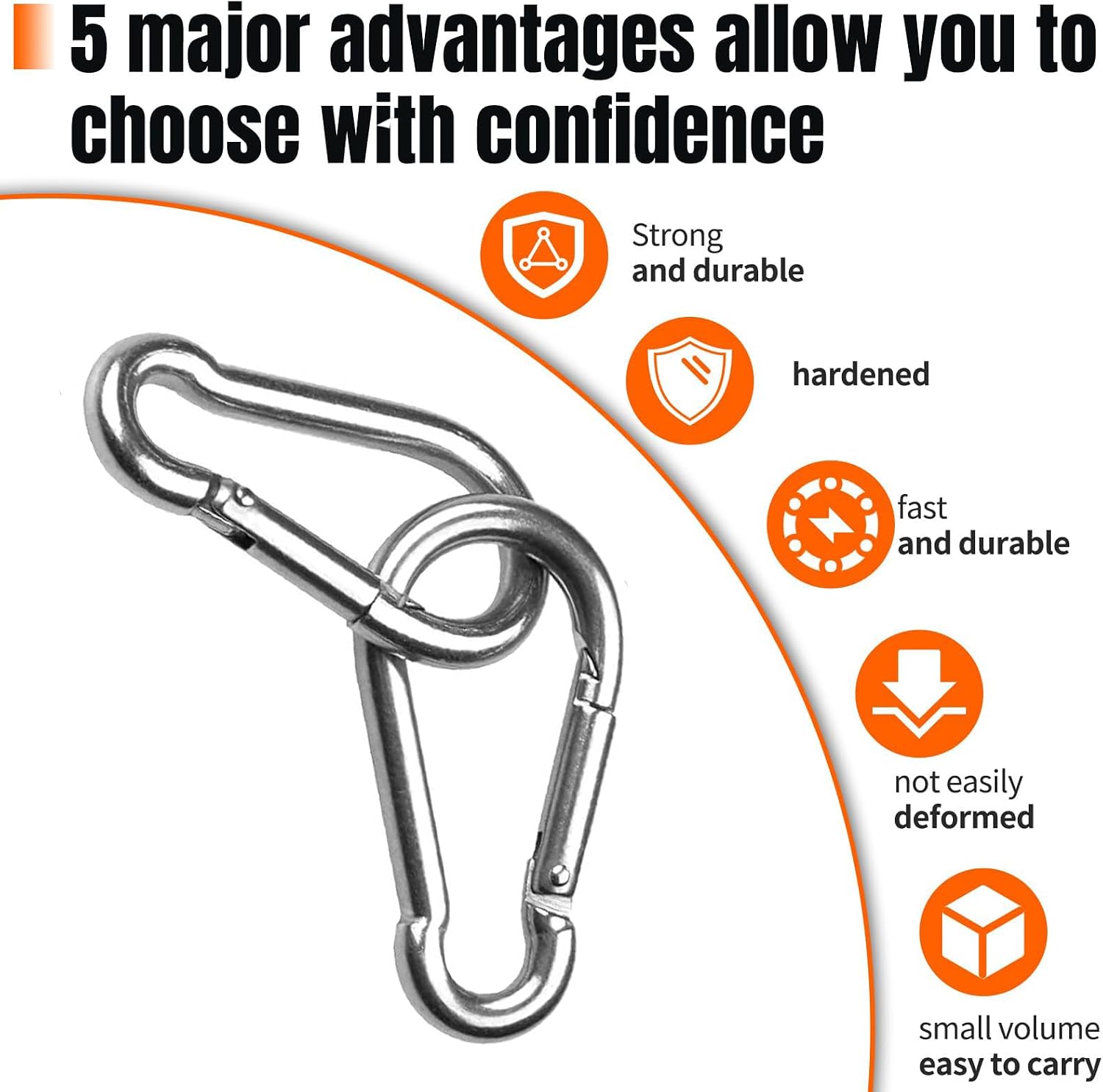 30Pcs 3" Heavy Duty Spring Snaps,M8 5/16" Spring Snap Hooks,Lifeline, Safety Hook,Quick Link Dog Chains, Camping,Used for Safe Mountain Climbing Swing Hammock Gym Outdoor