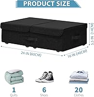 Vista 2 de Caja de Almacenamiento Debajo de la Cama con Ruedas, 2 Pack 14 cm de Alto Cajas de Almacenamiento Debajo de la Cama Profundas con Cajones y Tapas