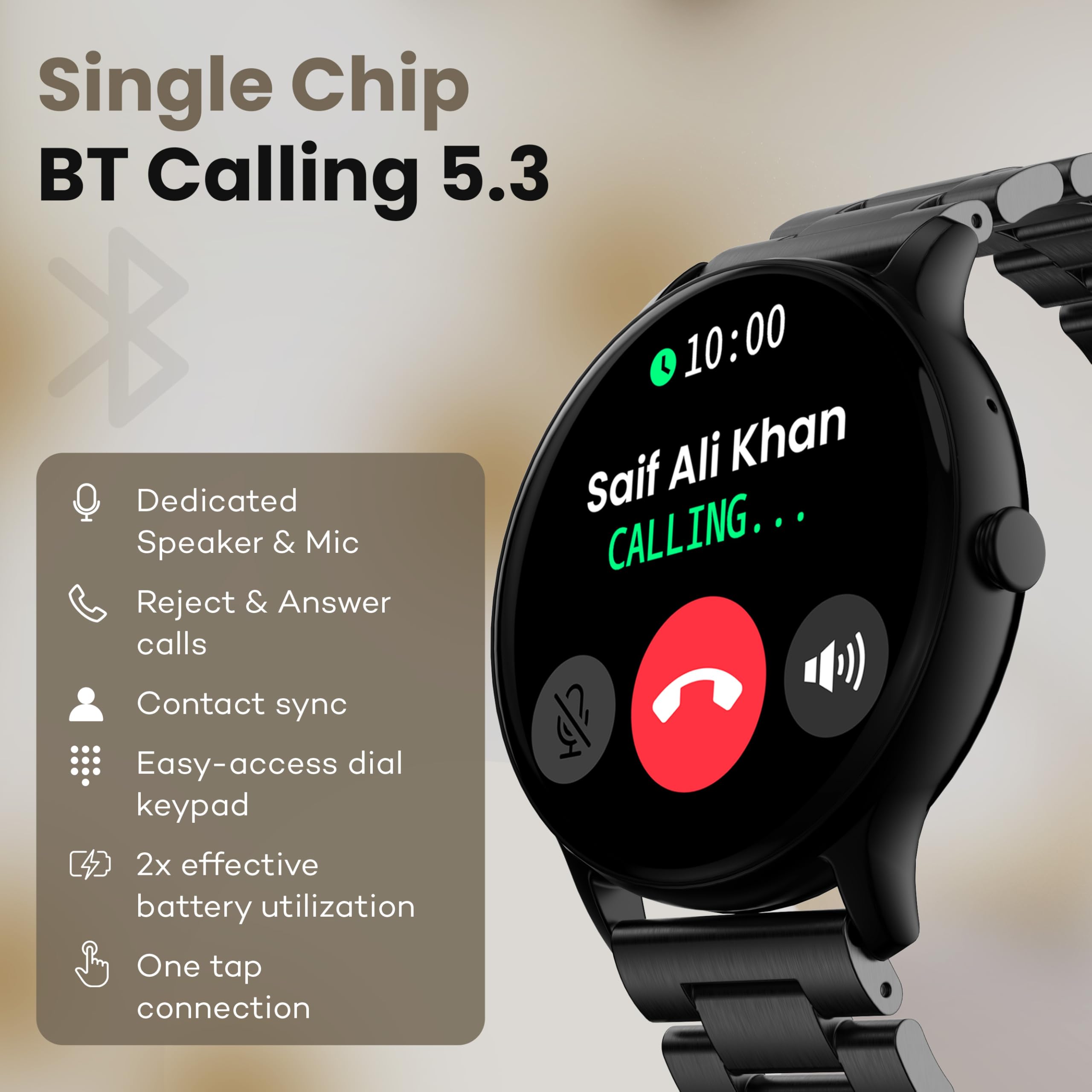 Boult Dire Smartwatch: zakrzywiony wyświetlacz HD 1,38 cala 2,5D, połączenia BT, jasność 500 nitów, IP67, ponad 250 tarcz zegarków, ponad 120 trybów sportowych, asystent głosowy AI, monitorowanie SpO2