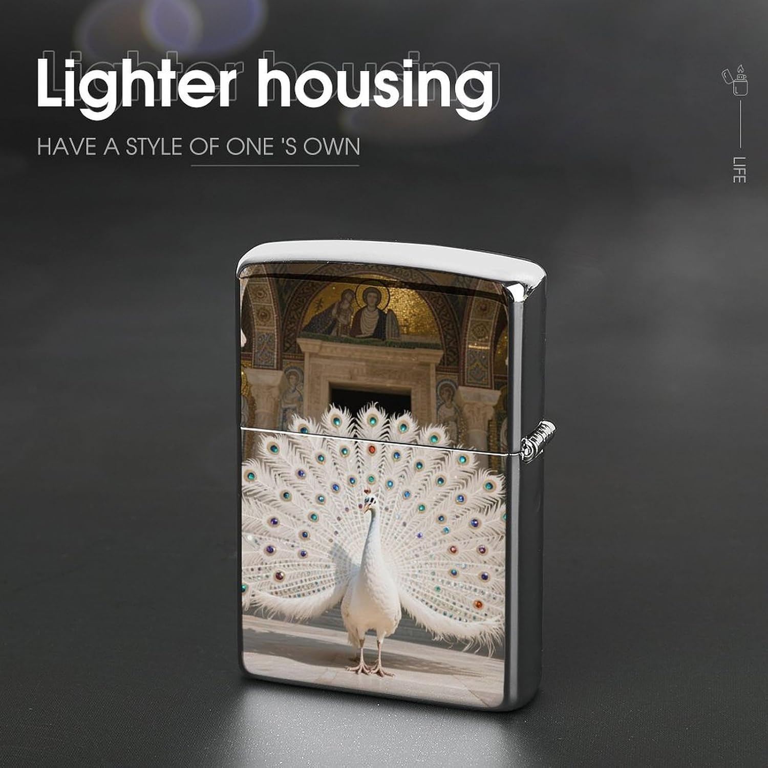 White Peacock Mental Lighter Case Cover for Adult image 4
