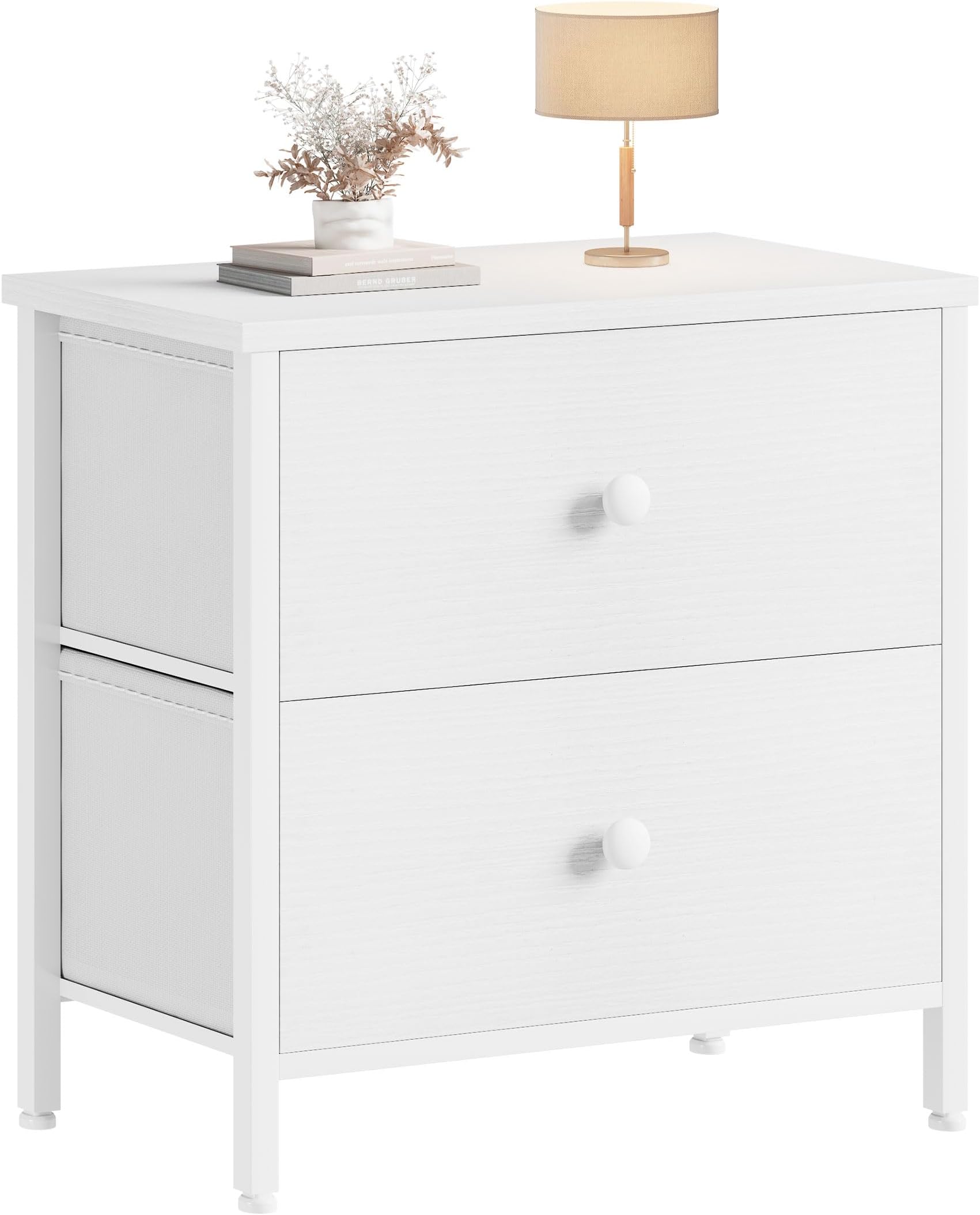 White Nightstand with 2 Drawers