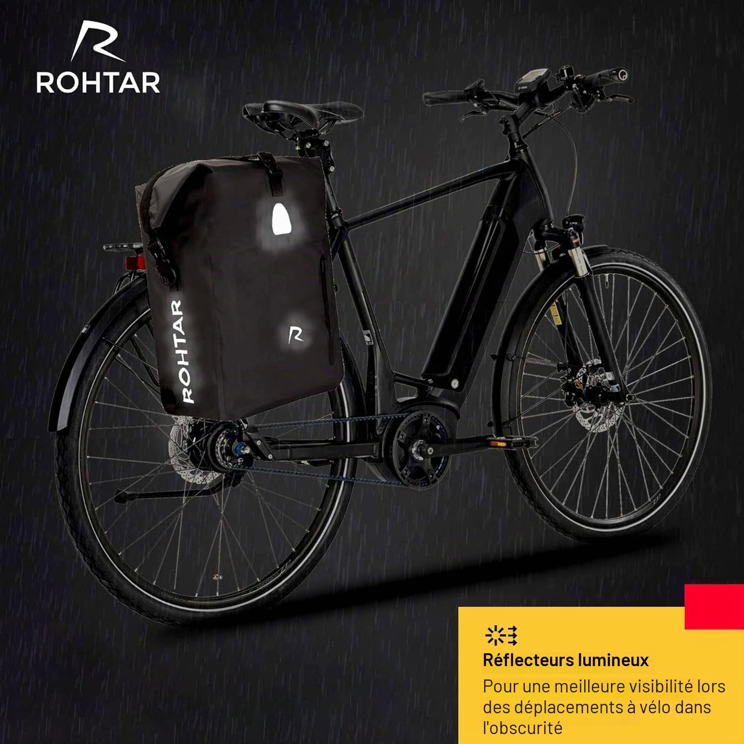 Sacoche de Porte-Bagages de Vélo Convertible en Sac à Dos et Sac Messager - Durable, Hydrofuge et Réfléchissant pour la Sécurité