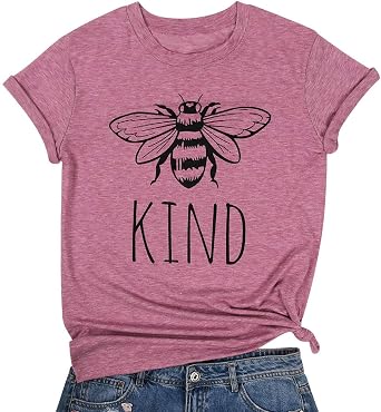 Be Kind Tshirt Women Cute Bee Graphic Shirt Funny Inspirational Teacher Short Sleeve Tees Tops