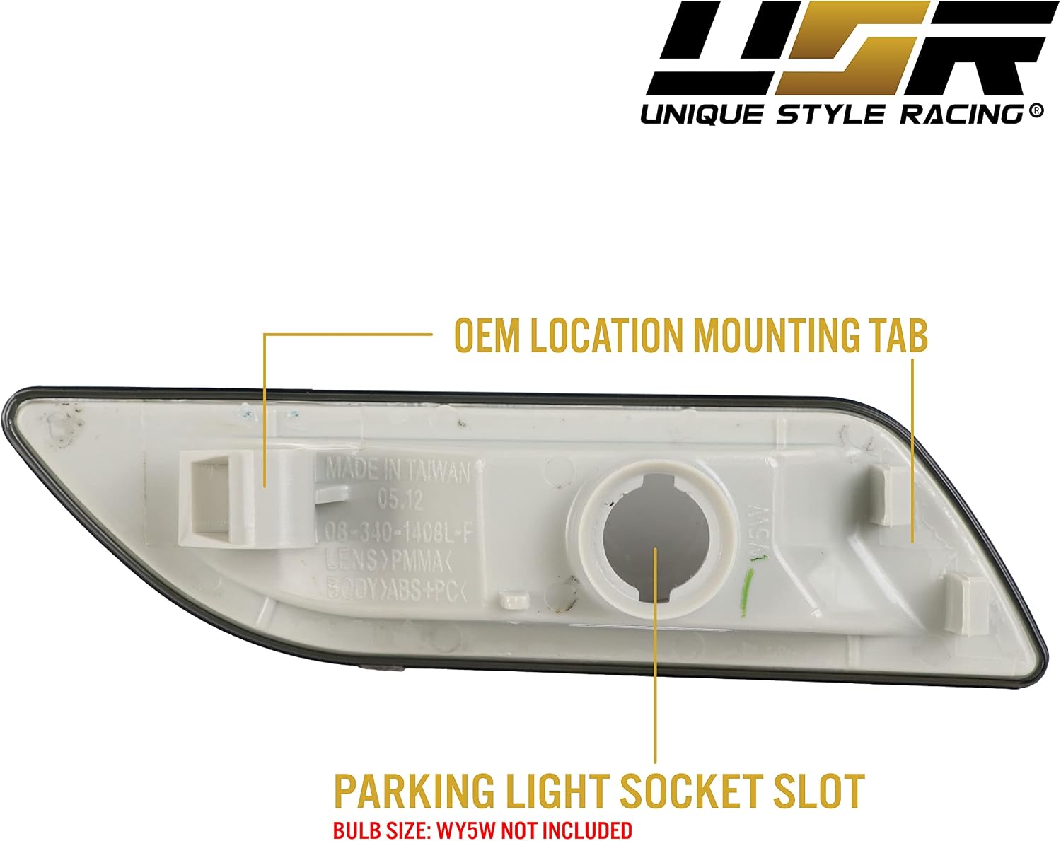 USR DEPO 00-06 W215 CL-Class Crystal Smoke Bumper Side Marker Lights Assembly Set (Left + Right) Compatible with 2000-2006 Mercedes Benz W215 CL Class