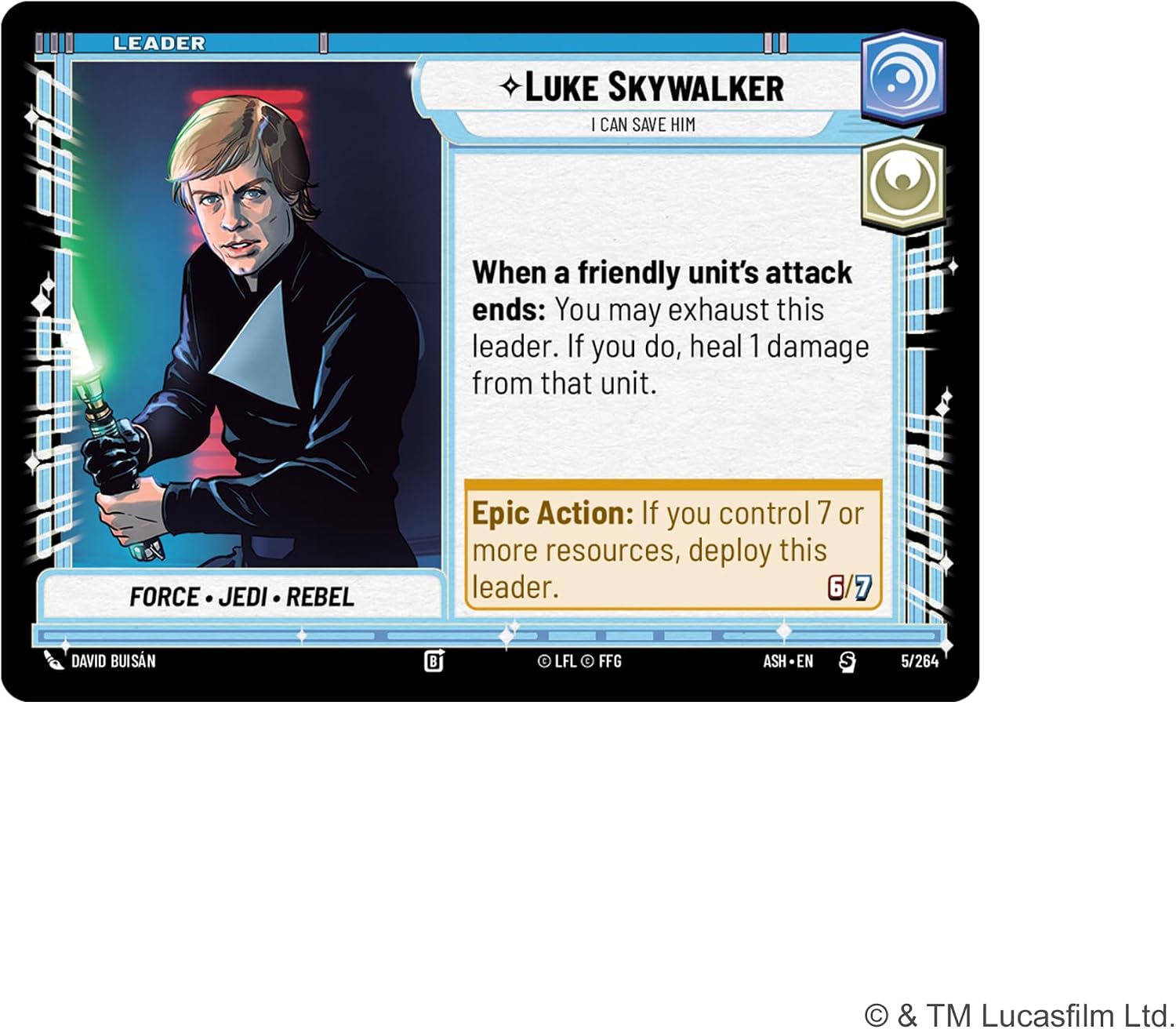Star Wars: Unlimited TCG Ashes of the Empire Luke Skywalker Spotlight Deck image 5