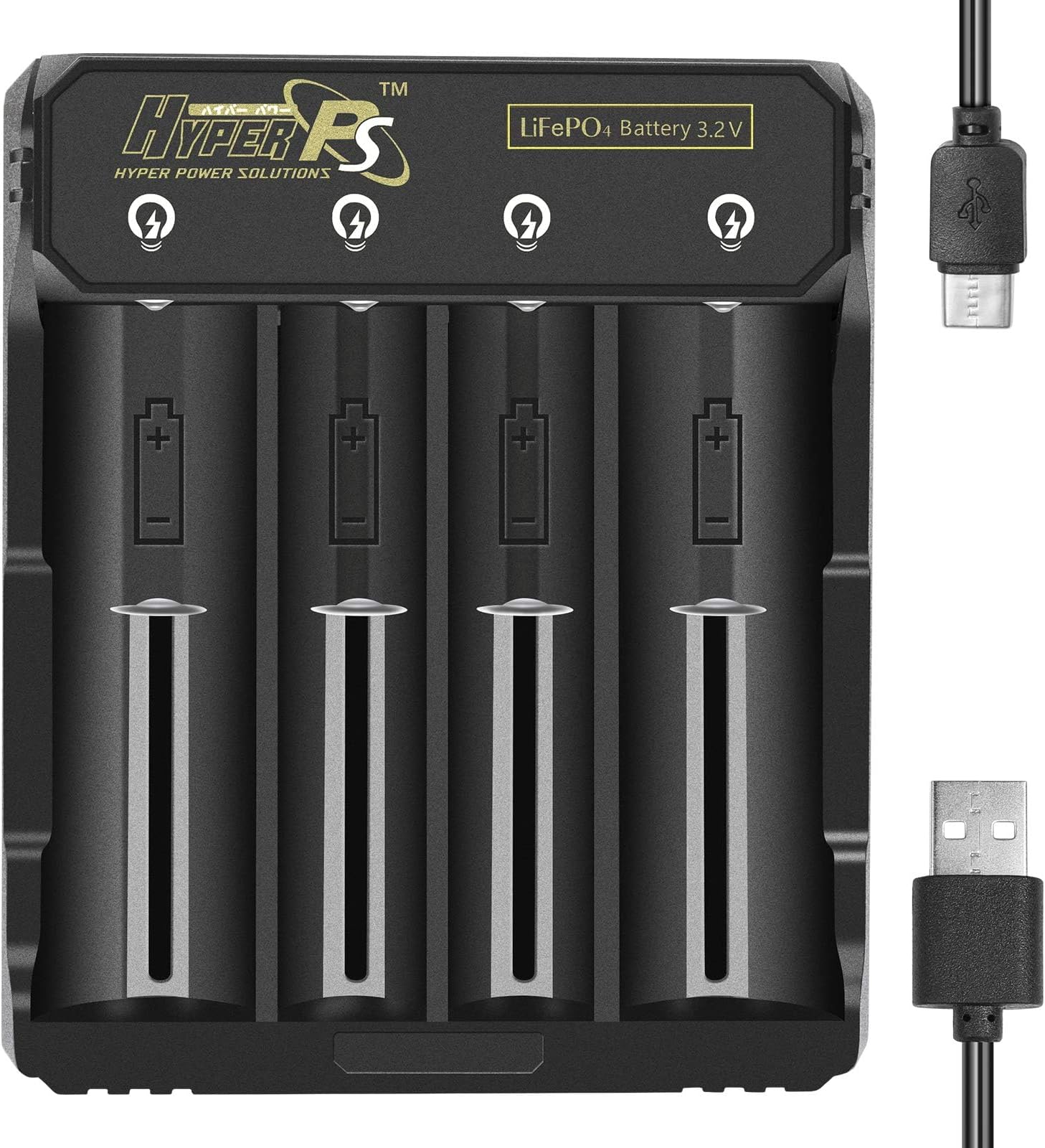 HYPERPS USB Universal 4 Separate Charging Indicator Lights Smart Battery Charger for 3.2V LiFePO4 Batteries with Separate Charging Indicator Light