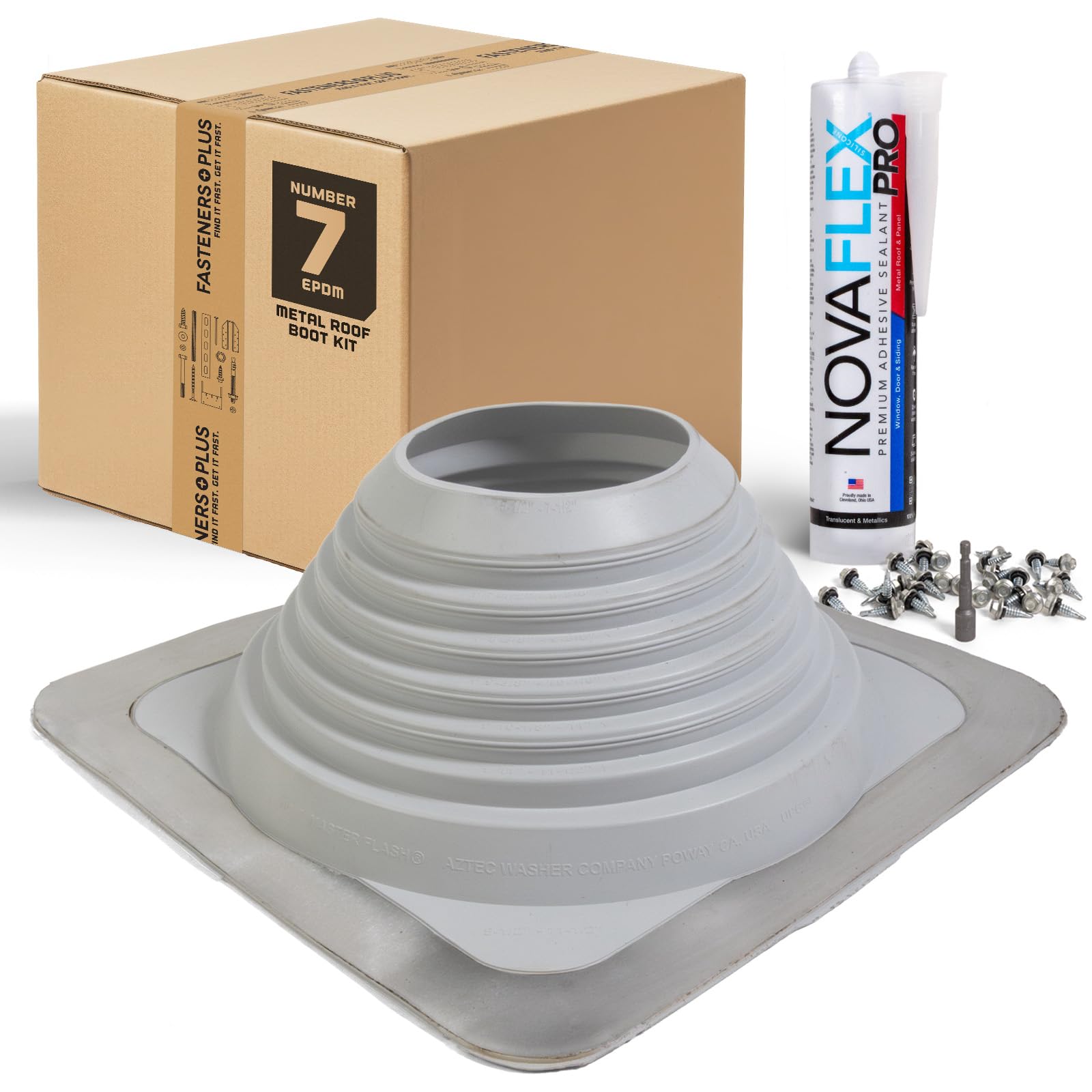 Fasteners Plus #7 Square EPDM Metal Roof Pipe Flashing Boot