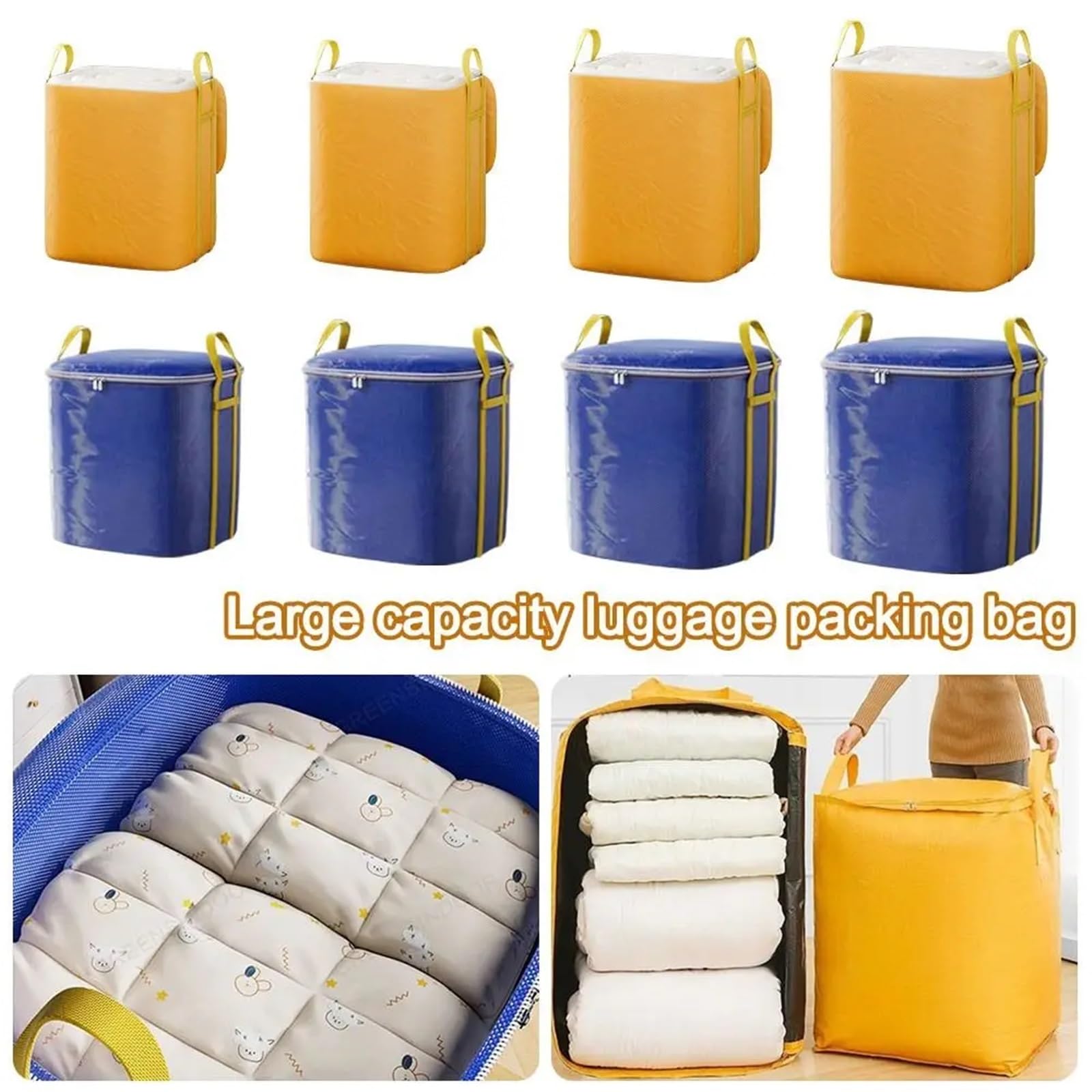 Umzugstaschen Umzugsverpackungstasche, großes Fassungsvermögen, verdickt, gewebt, wasserdicht, stark, tragend, Kleidungsorganisator für Umzug(COLOR02 350L-60x75x80cm)