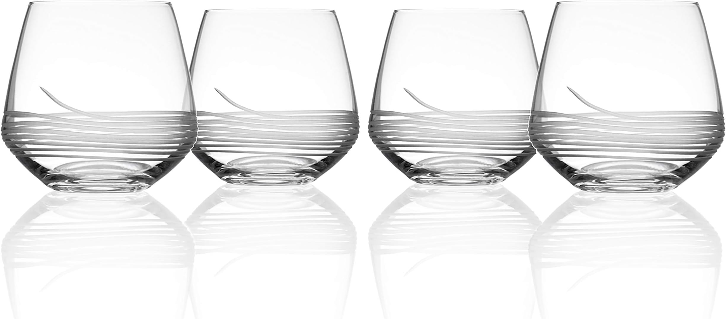 Rolf Glass Mid-Century Modern 13oz Double Old Fashioned Cocktail Glasses | Set of 4 | Lead-free crystal | Bourbon, Whiskey and Scotch lover | Designed and engraved in the USA