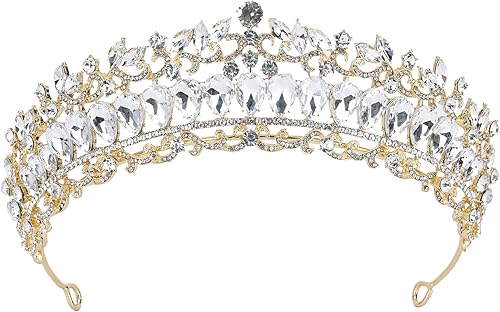 Tiaras y coronas para mujer, tiara de boda de cristal para mujer, diadema de corona de reina real, tiara de princesa de metal para novia,