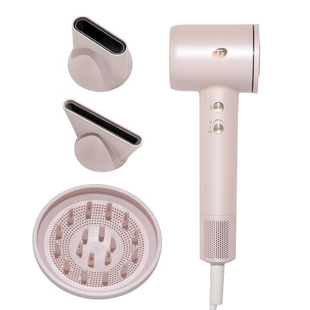 T3 LuxeDry High-Performance Hair Dryer Set with Drying Concentrator Styling Concentrator Diffuser Attachments Fast Powerful Drying Styling for