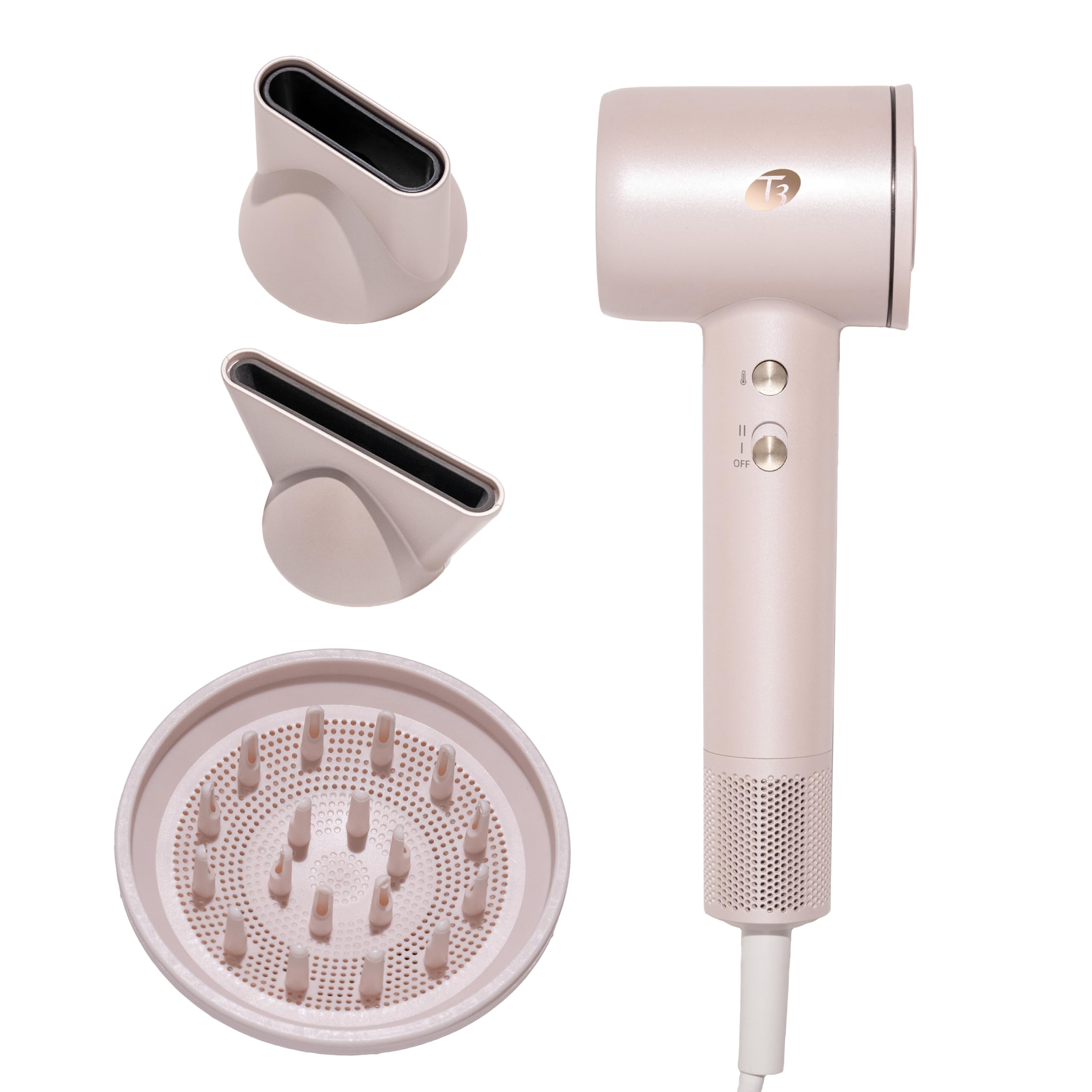 T3 LuxeDry High-Performance Hair Dryer Set with Drying Concentrator, Styling Concentrator & Diffuser Attachments |Fast, Powerful Drying & Styling |for All Hair Types