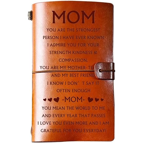 Gifts for Mom from Daughter Personalized Leather Journal Refillable Notebook for Birthday,...