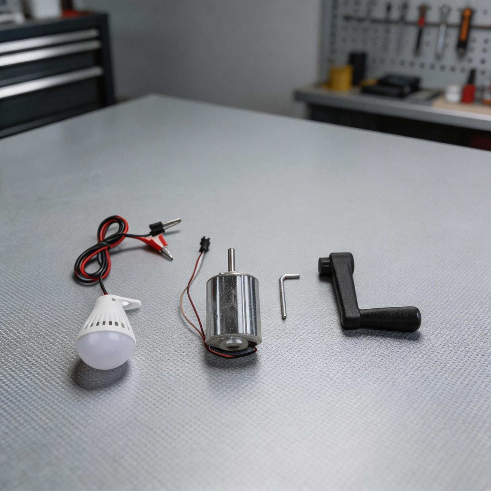 DIY Handkurbel Permanentmagnet Generator 12V 80W Windturbine Bausatz für Beleuchtung und Experimente Metall ABS Motor mit Lüfter oder Kurbel Option für Heim Garten Schule(Set 2)