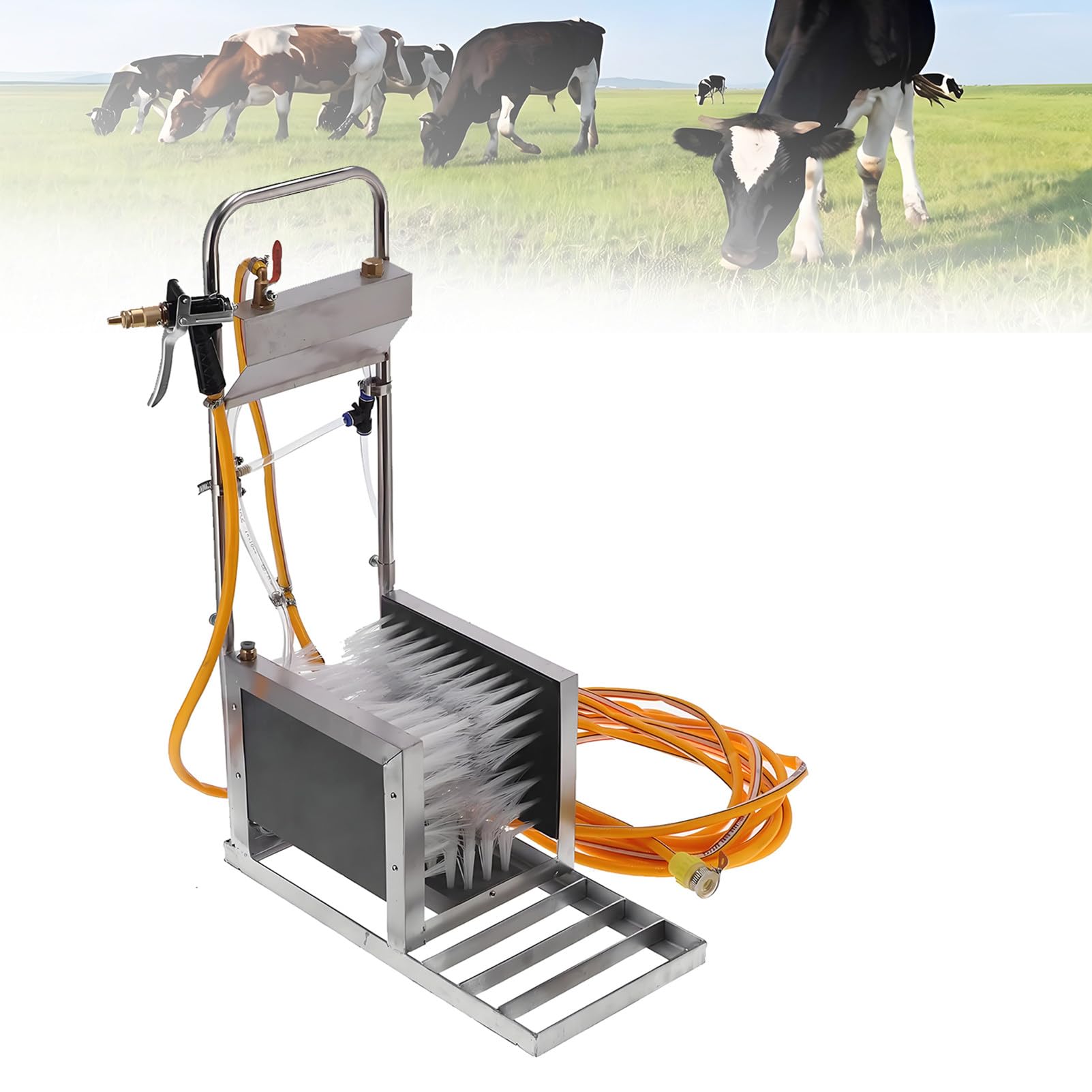 EpyGnom Livestock Farm Boot Washer, Automatic Scrubber Boot Scraper Boot Brush with Water Spray Gun, 360° All-Around Cleaning, Mud Remover, for Farms, Ranches, Construction Sites