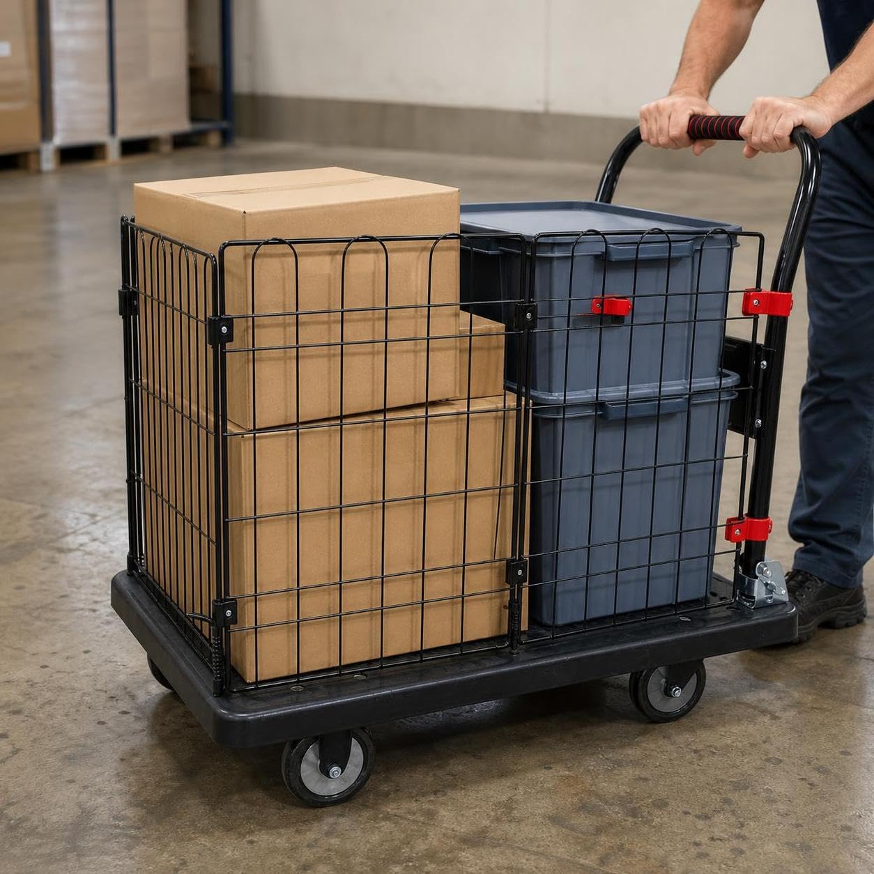 Carrello Pieghevole in Metallo per Movimentazione Merci in Magazzino, per consegne - metal, 50 * 70cm
