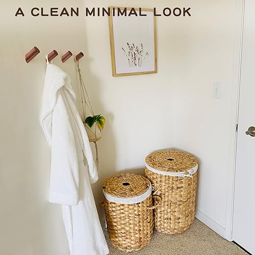 Miniatura 3 de Ganchos de pared de madera, paquete de 2 ganchos para abrigos montados en la pared  Felidio Perchero de madera natural, ganchos resistentes para