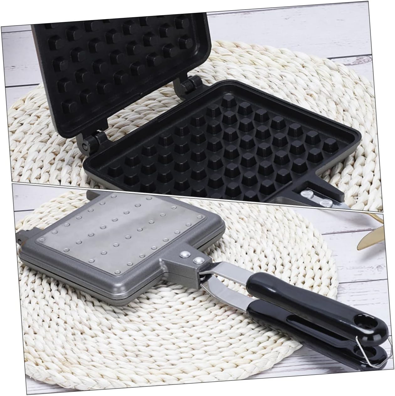 Waffle Baking Mold Non-Stick Waffle Maker for Sandwiches Aluminium Alloy for Electric or Gas Use for Family Breakfasts and Snacks