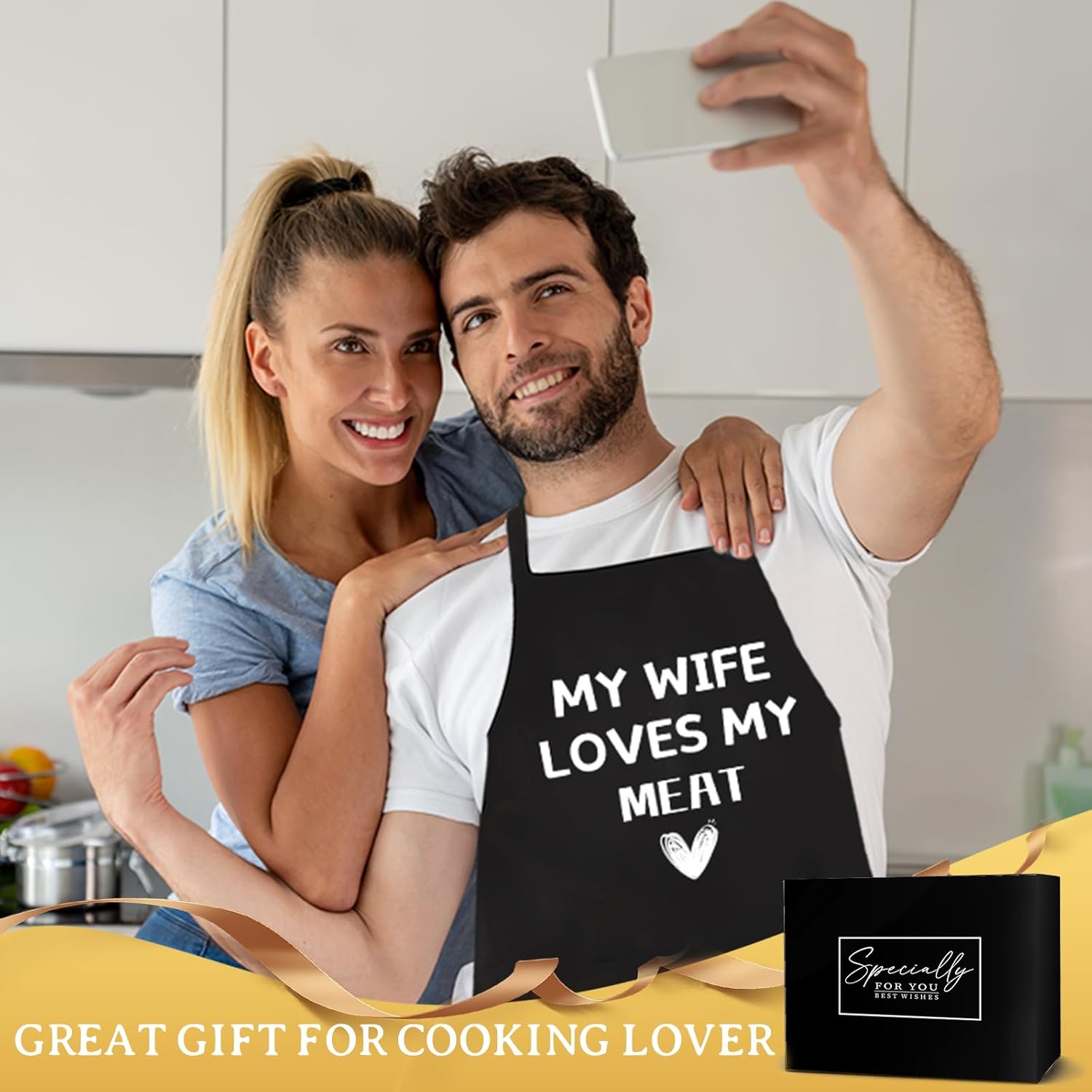 DHQH Kitchen Apron for Men with Pockets, Husband Birthday Gift for Him, Father’s Day Gifts for Men from Wife, BBQ Chef Aprons for Brother Dad Hubby - Image 5